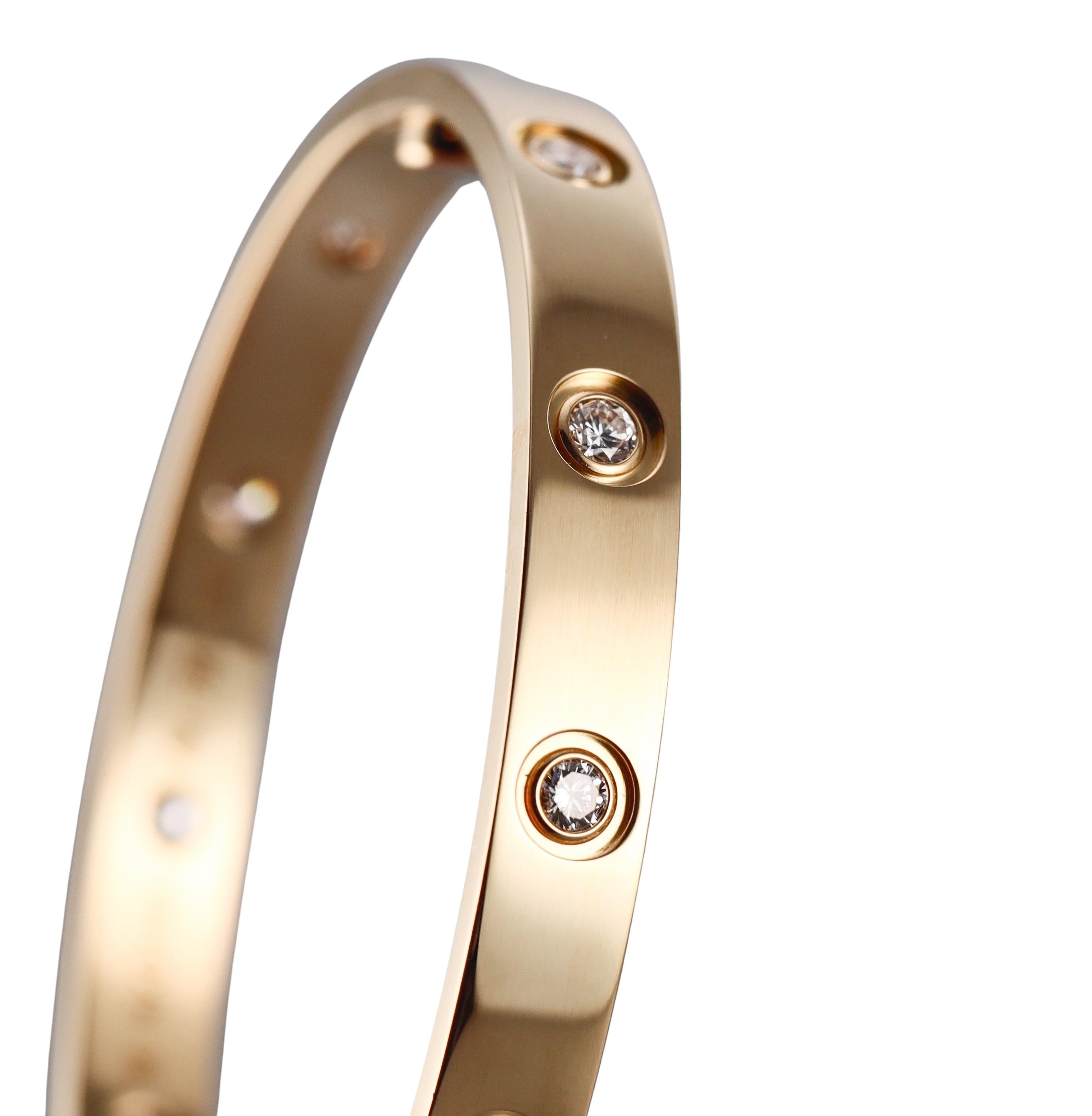 Cartier Love 10 Diamond Yellow Gold Classic Model Bracelet Size 16