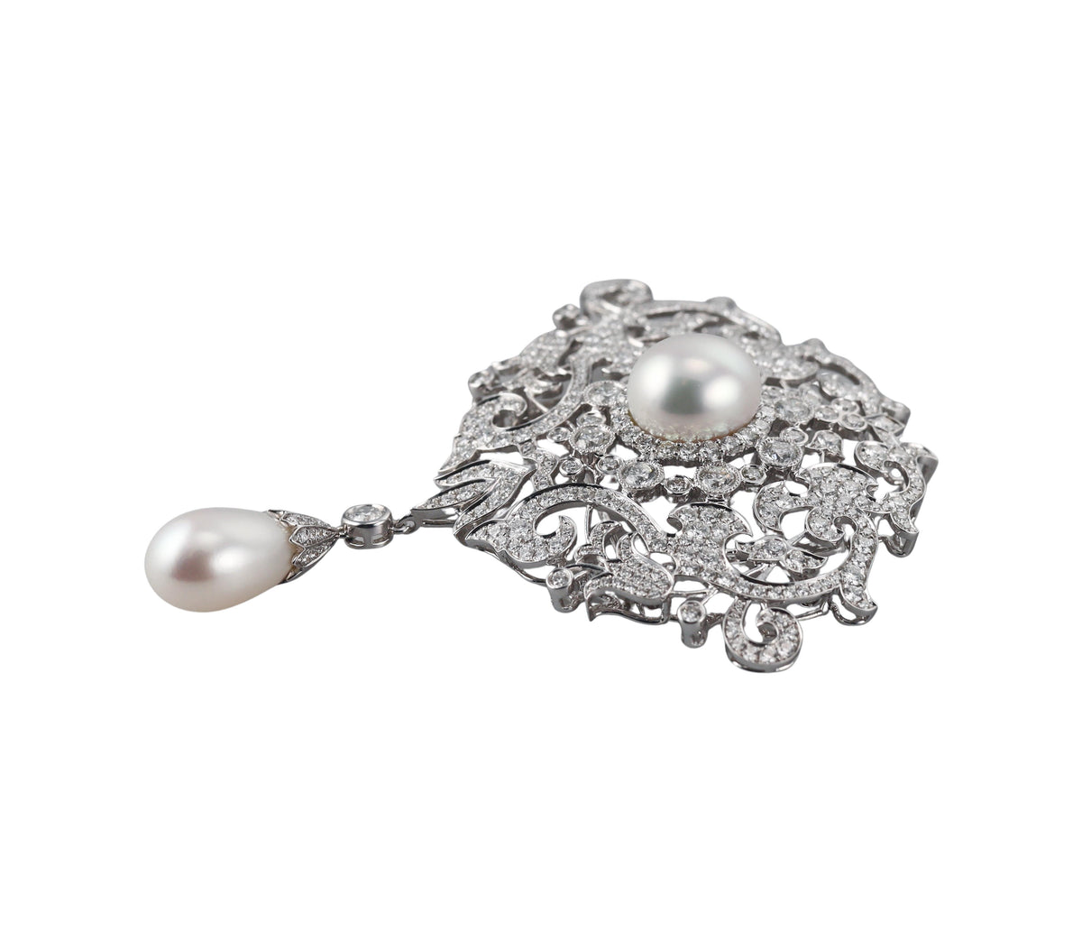 Diamond South Sea Pearl Gold Brooch Pin