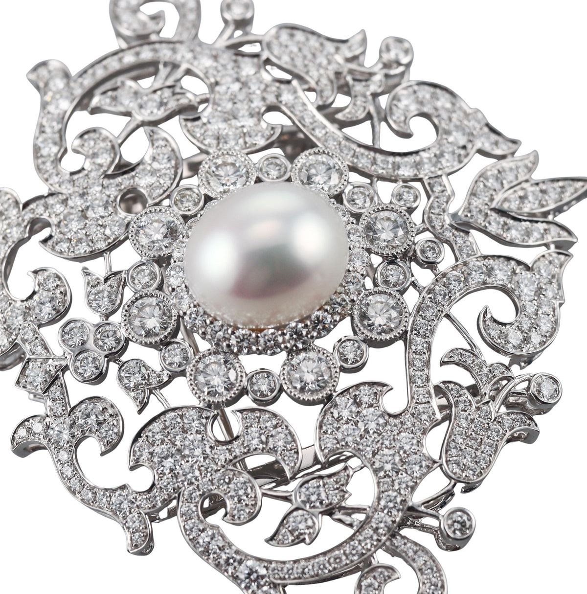 Diamond South Sea Pearl Gold Brooch Pin