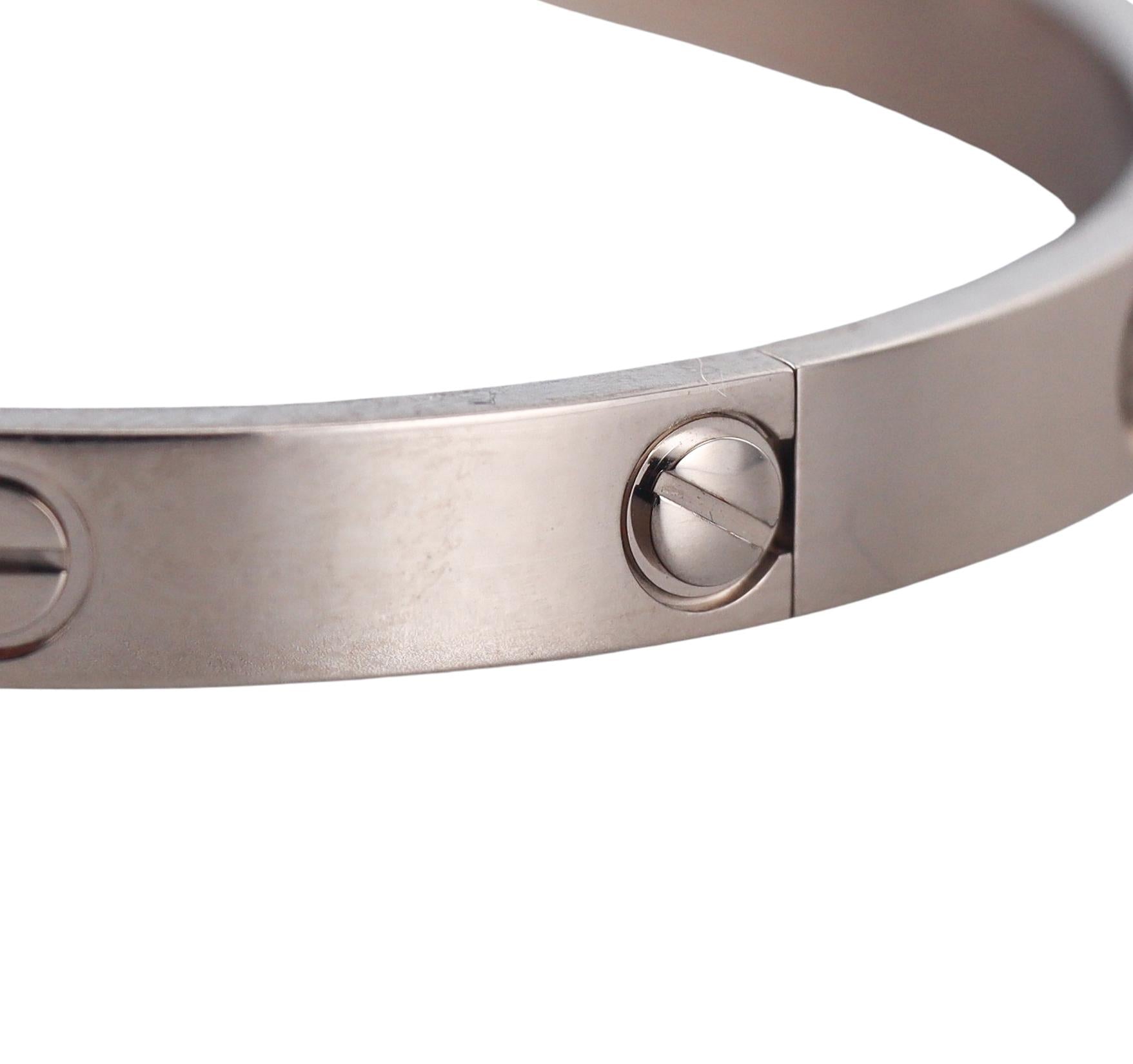 Cartier Love White Gold Classic Model Bracelet Size 19