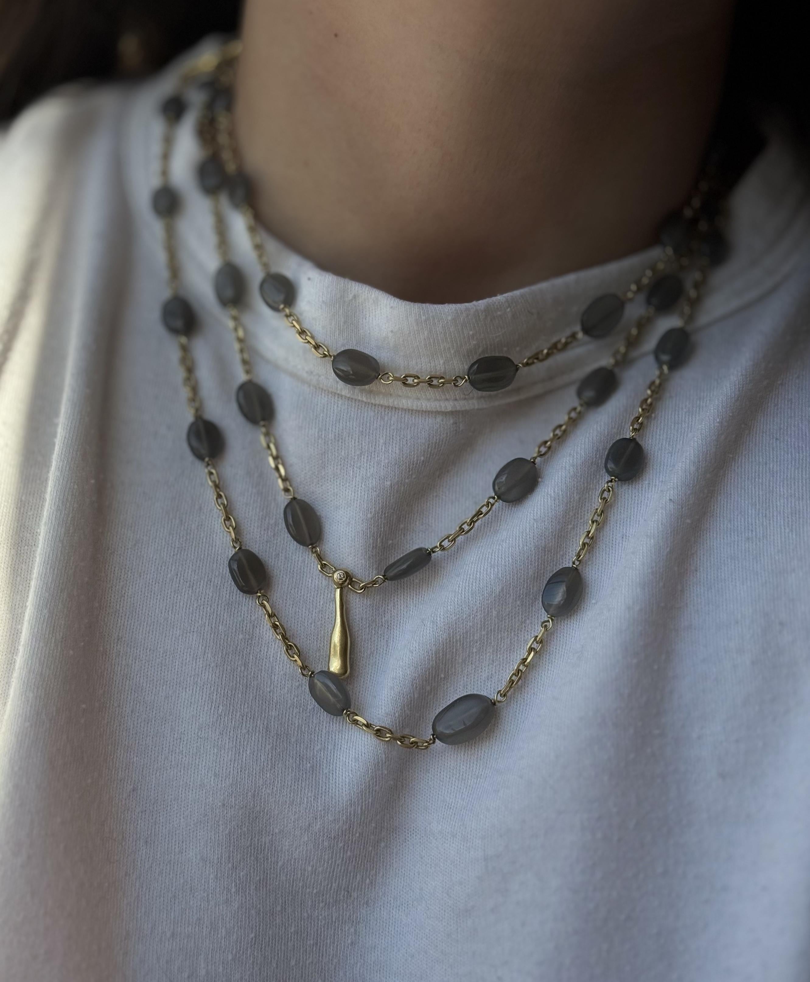 H. Stern Grey Moonstone Diamond Rutilated Quartz Multi Strand Necklace