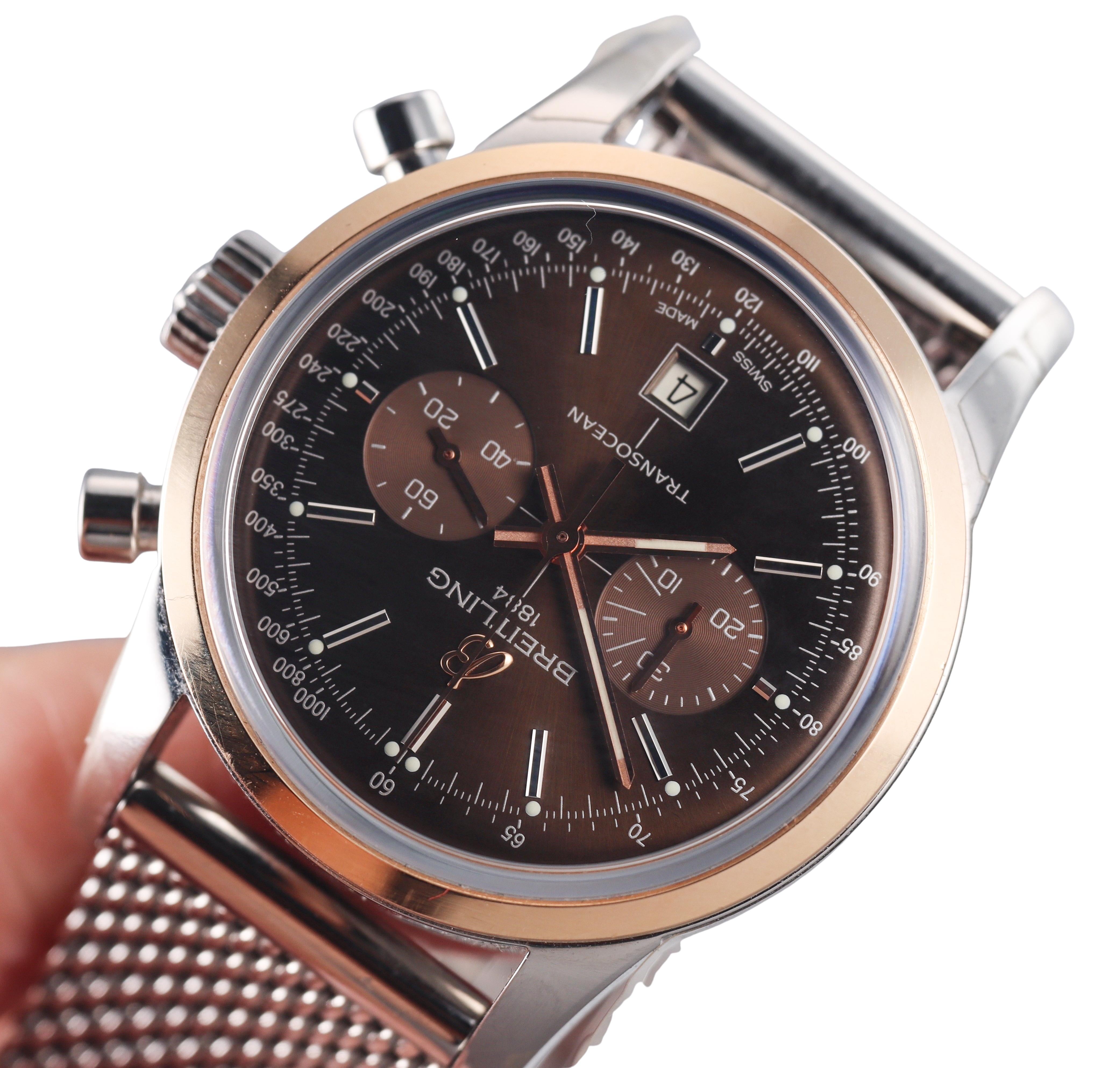 Breitling Transocean Rose Gold Steel Chronograph Watch U41310
