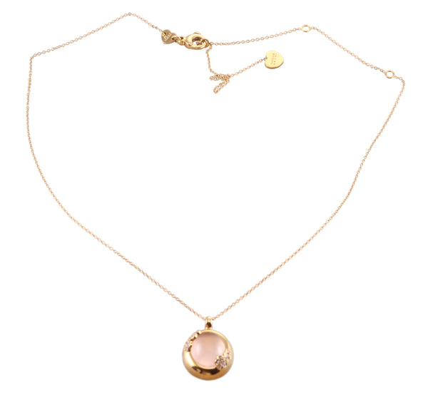 Pasquale Bruni 18k Gold Diamond Rose Quartz Pendant Charm Necklace