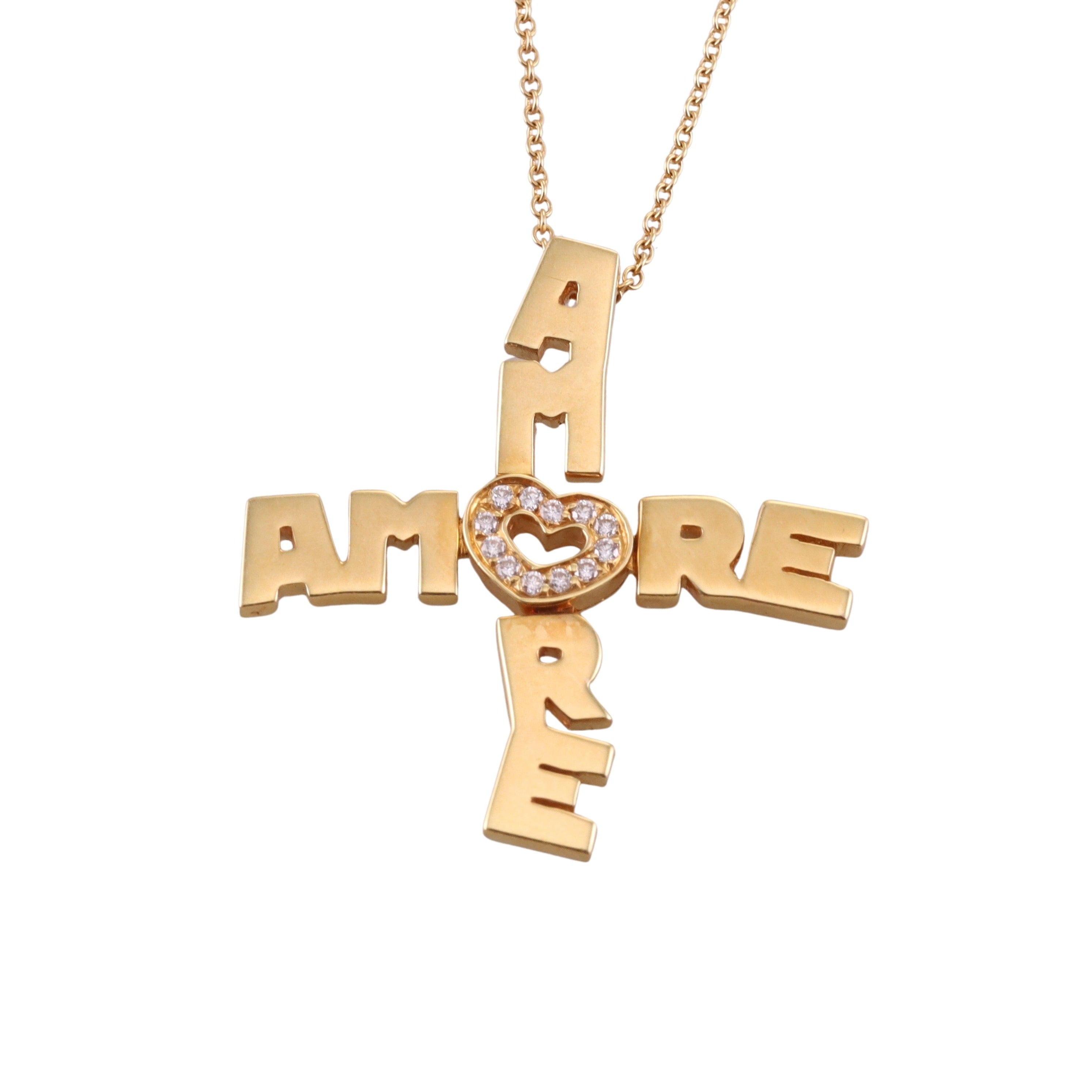 Pasquale Bruni 18k Gold Diamond Amore Pendant Necklace
