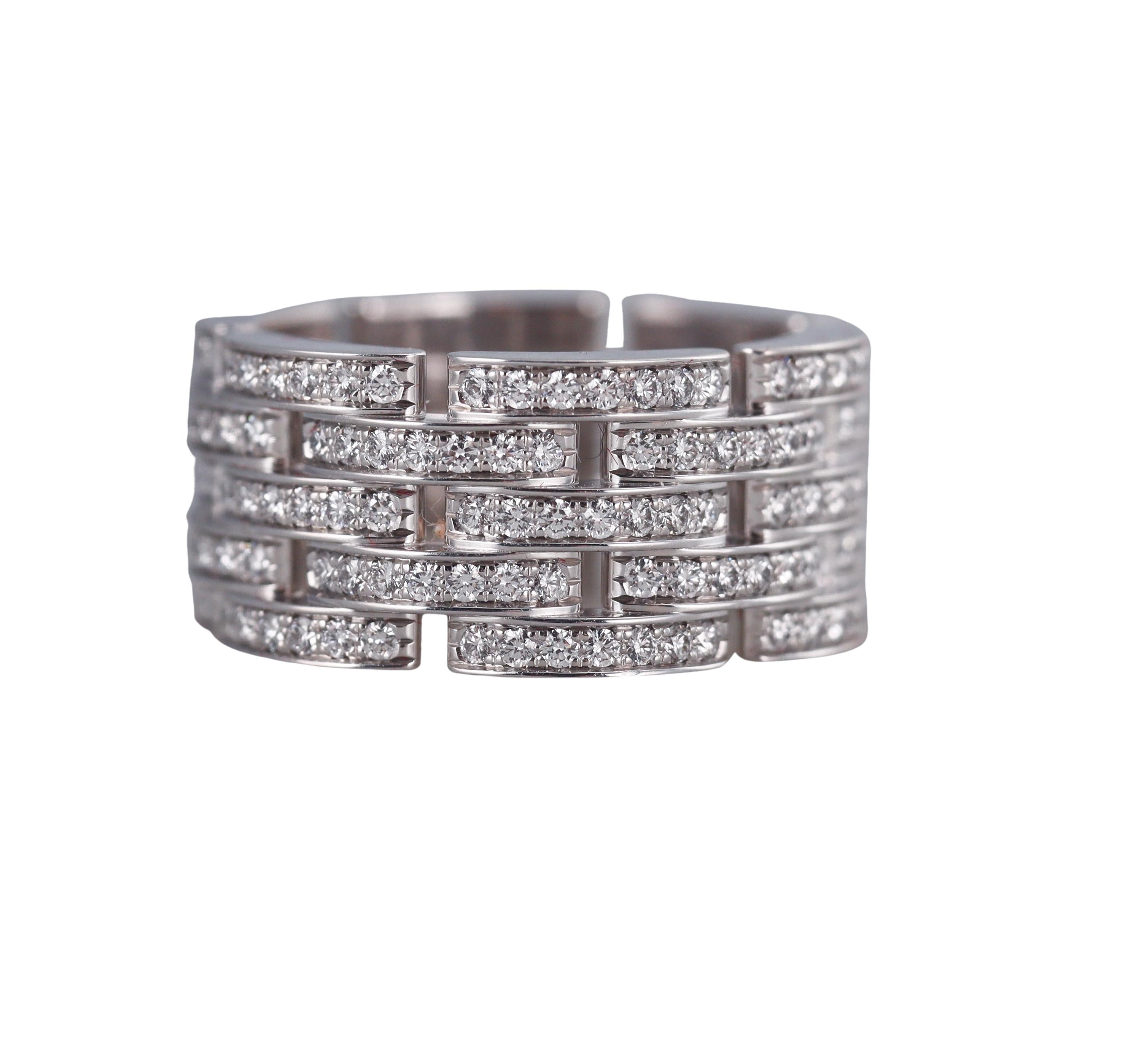 Cartier Maillon Panthère Diamond Gold Five Row Paved Ring