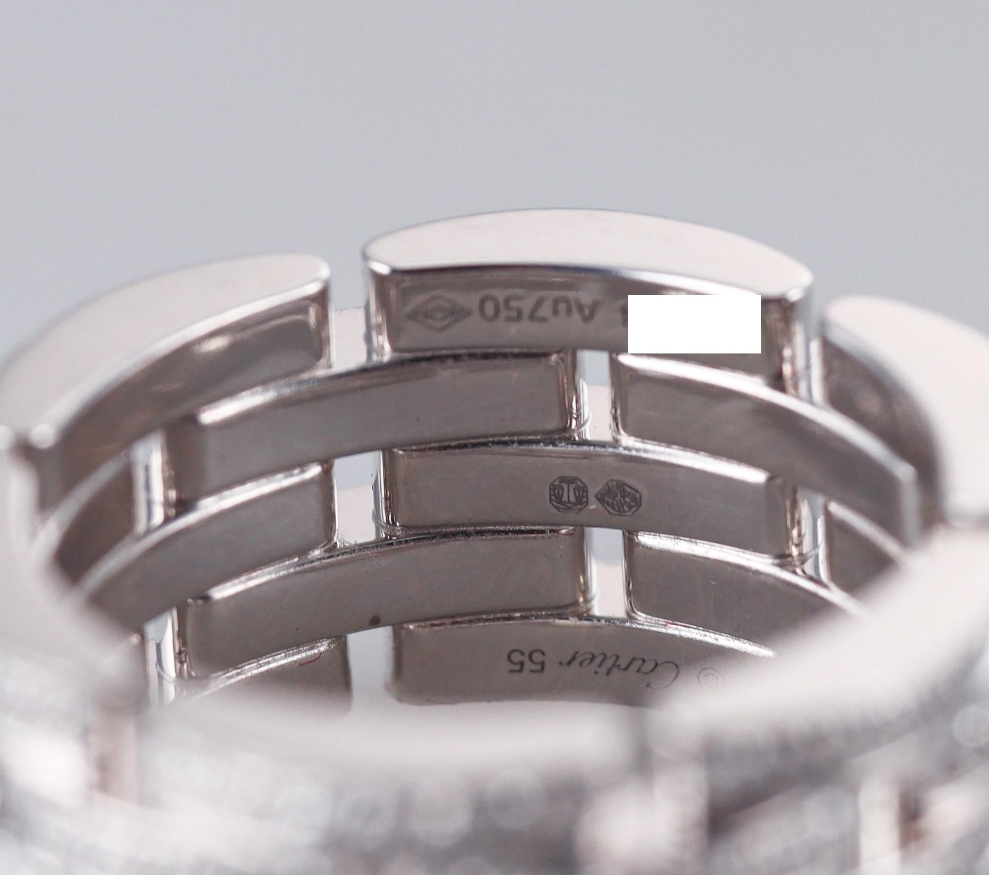 Cartier Maillon Panthère Diamond Gold Five Row Paved Ring
