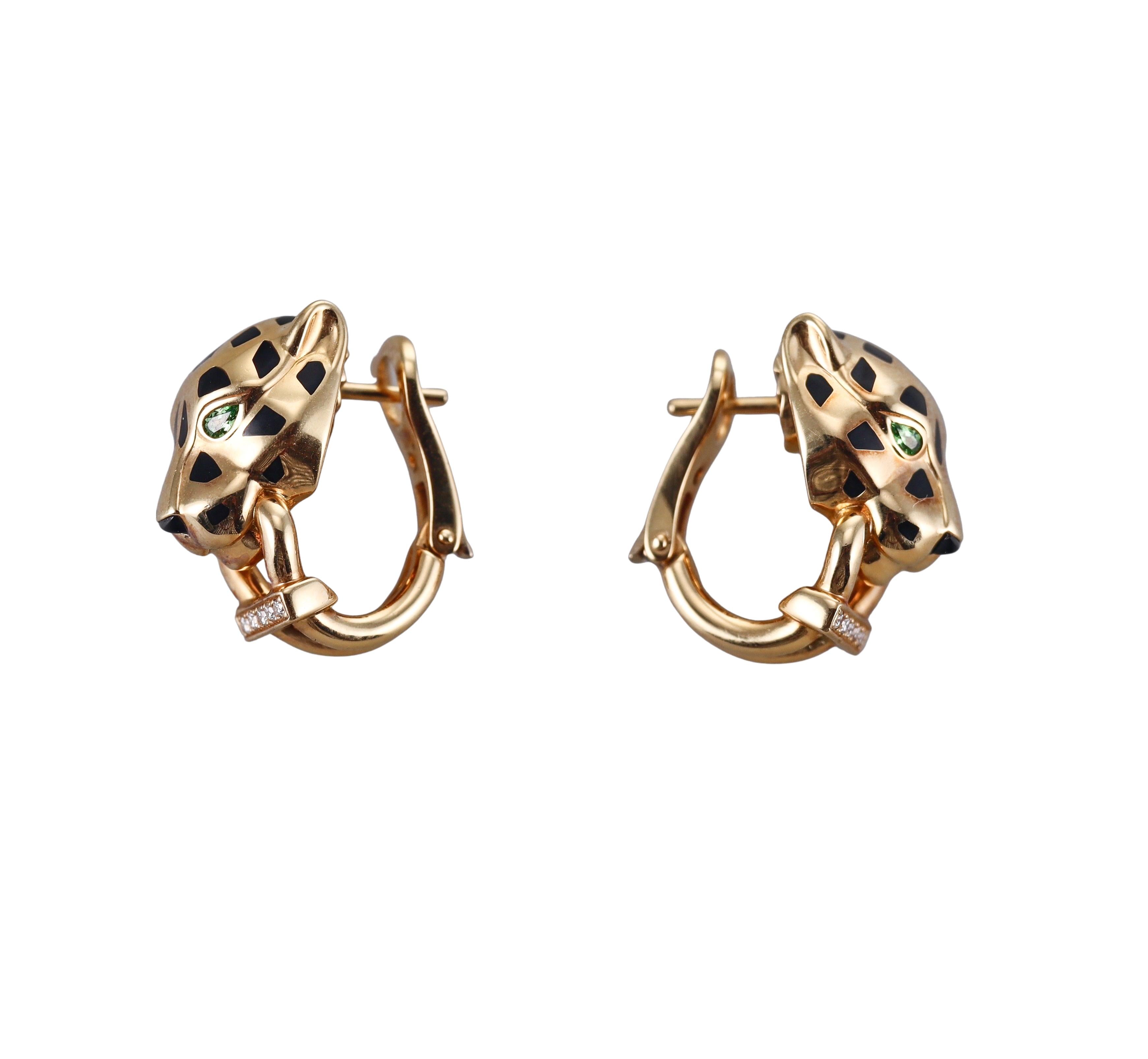 Panthère de Cartier Diamond Tsavorite Gold Earrings