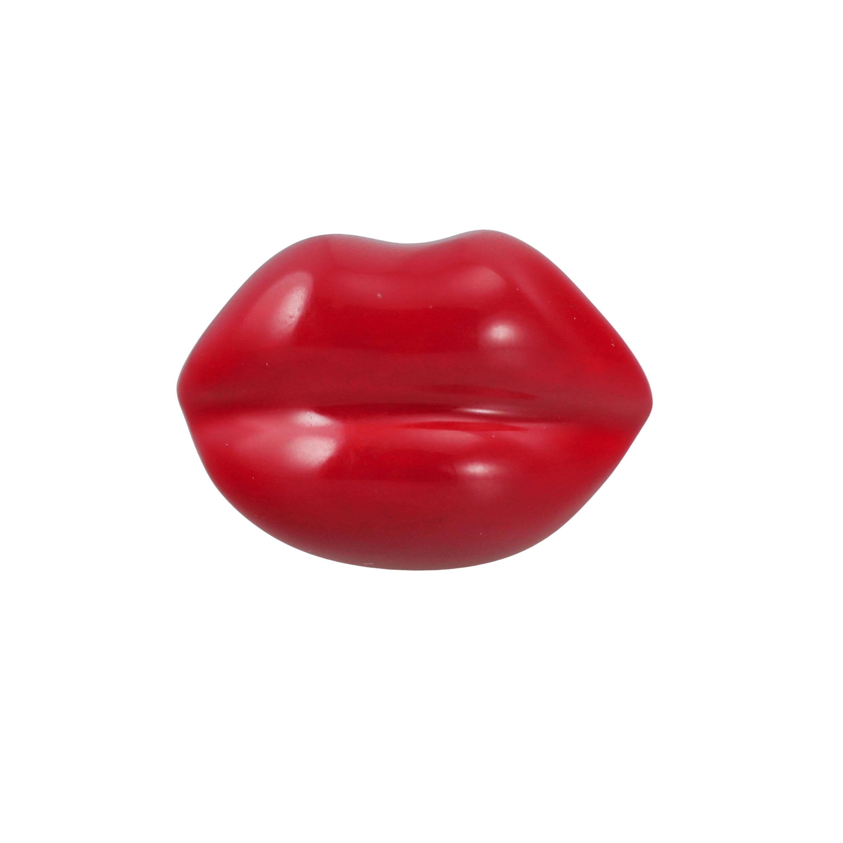 Mattioli Rose Gold Red Enamel Lips Ring