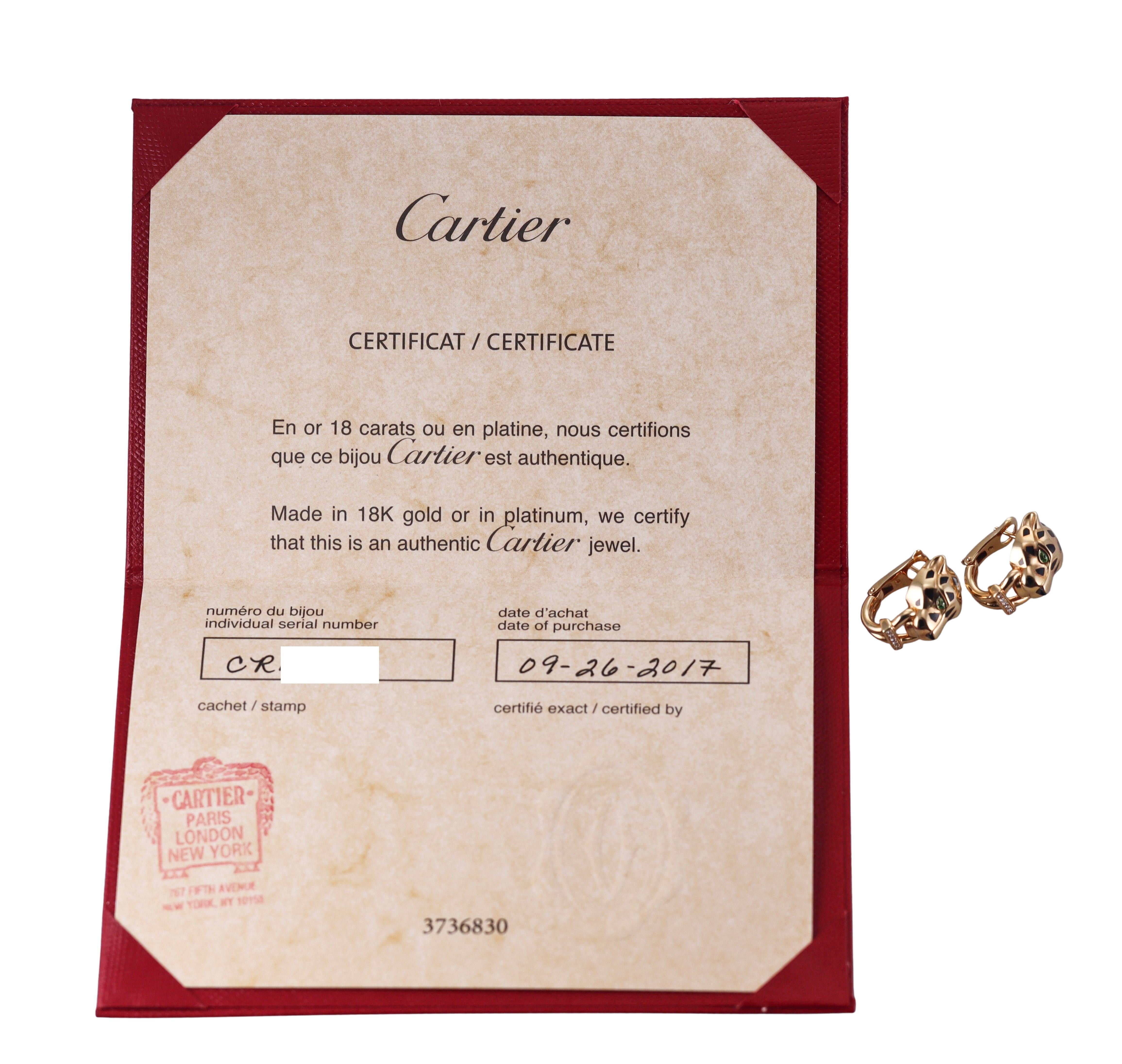 Panthère de Cartier Diamond Tsavorite Gold Earrings