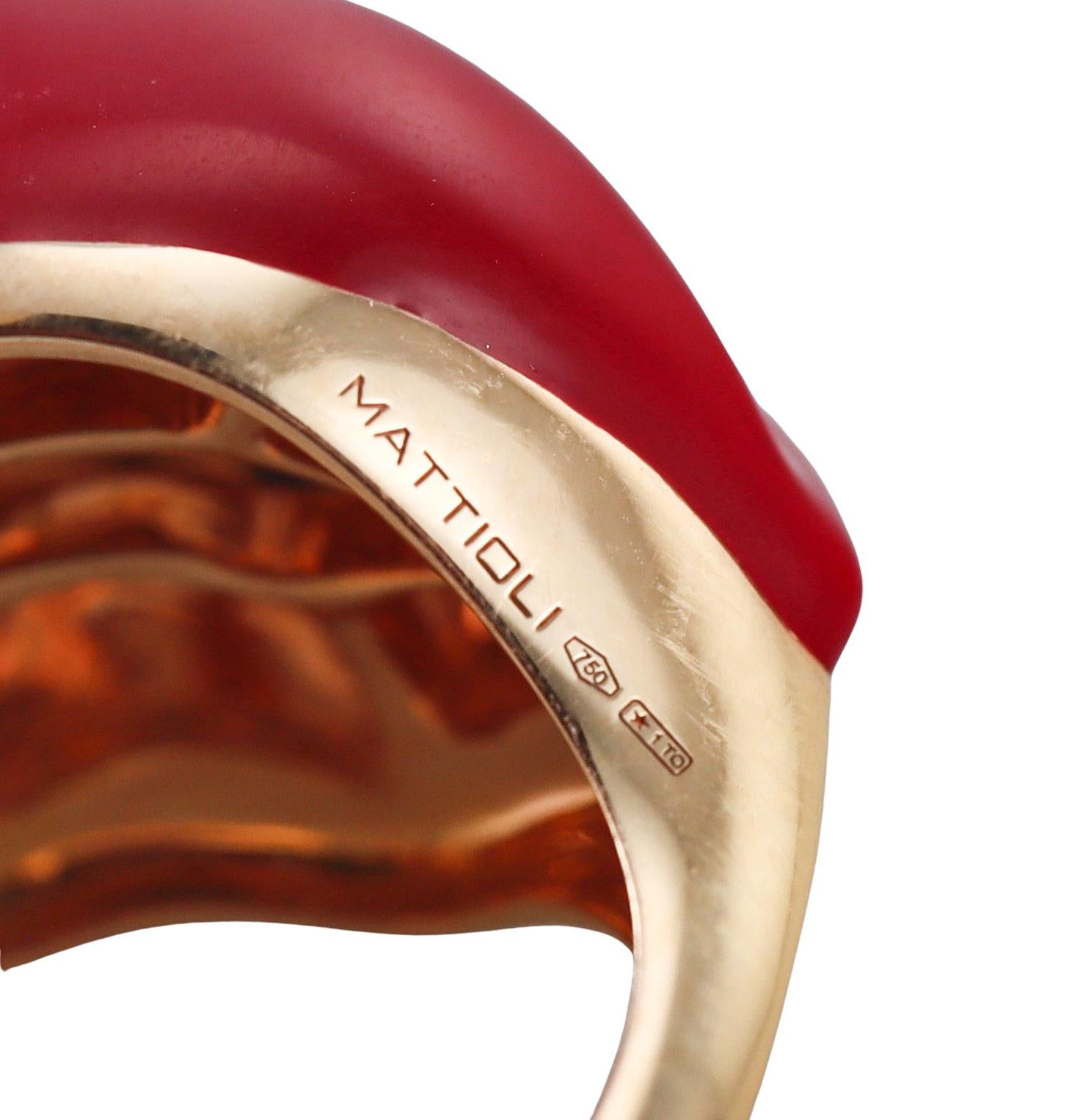 Mattioli Rose Gold Red Enamel Lips Ring