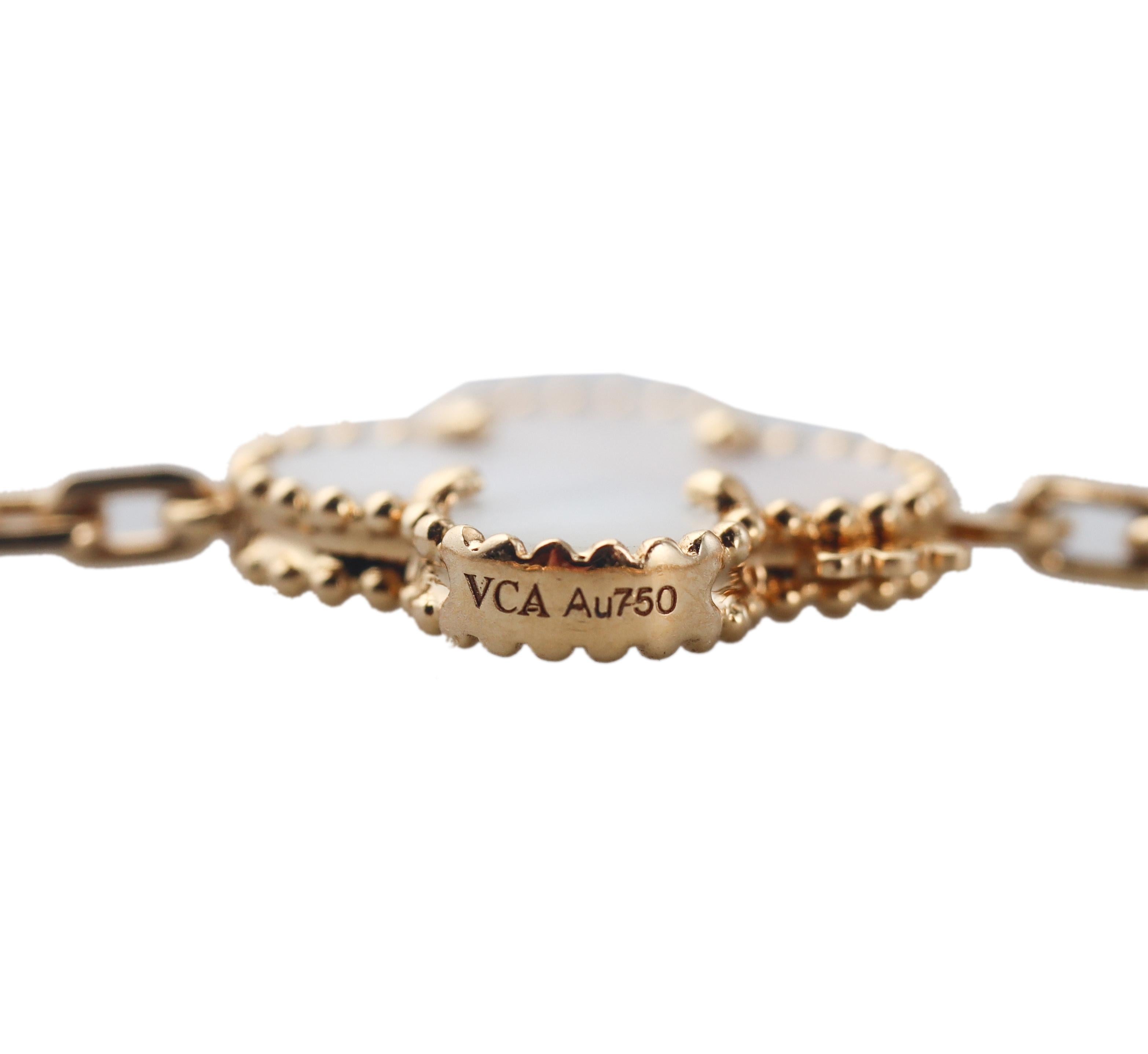 Van Cleef & Arpels Magic Alhambra Mother of Pearl Onyx 16 Motif Necklace