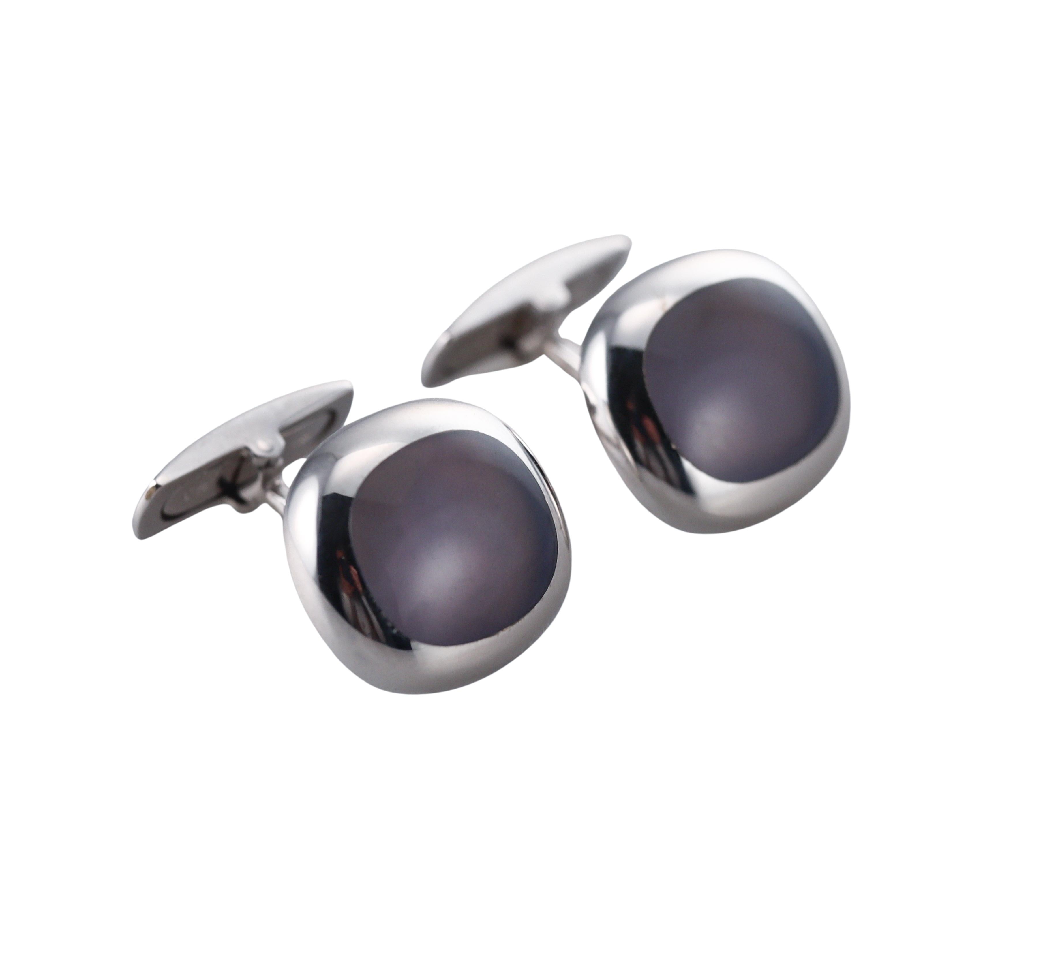 Bucherer Gold Chalcedony Cufflinks