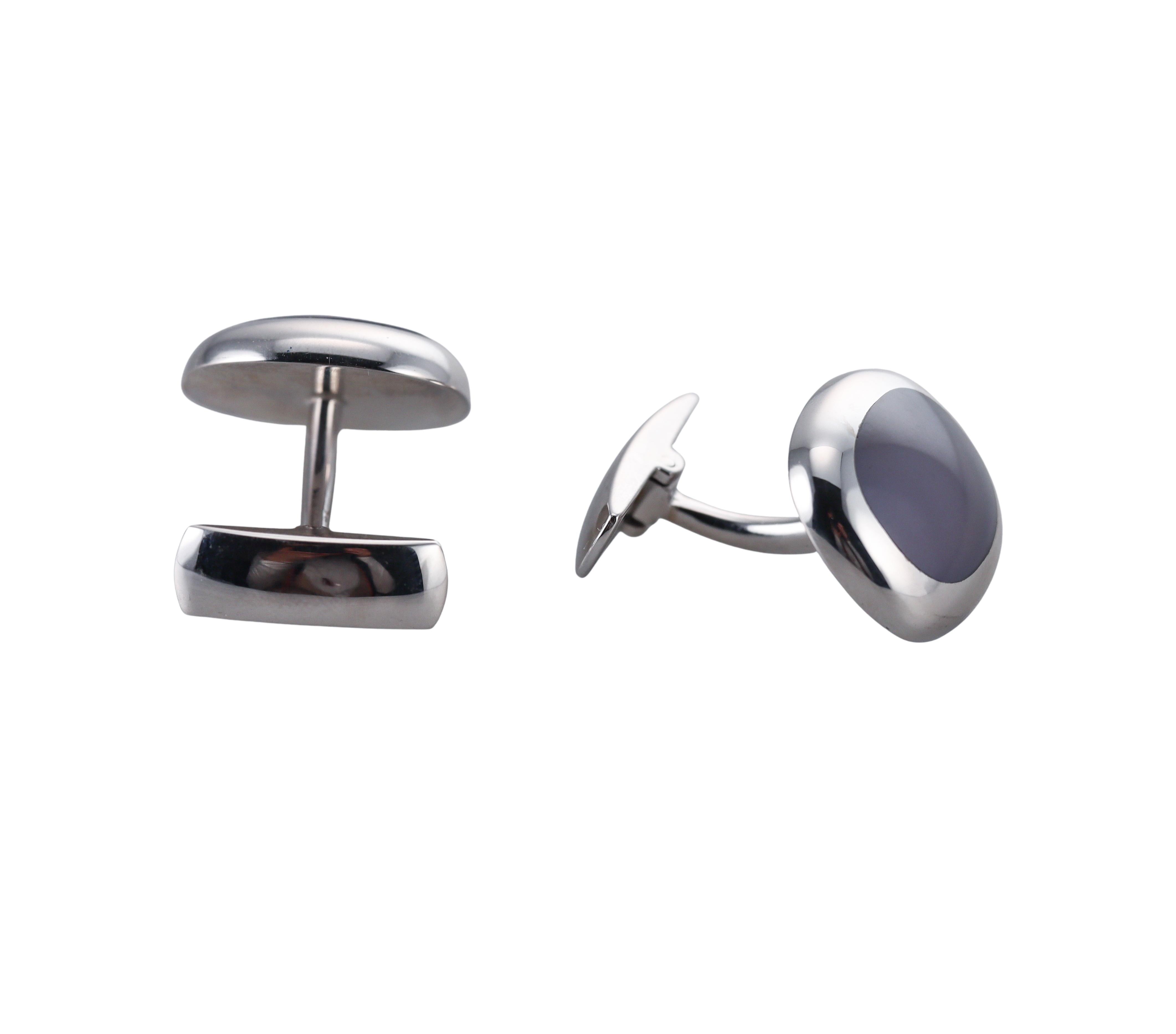 Bucherer Gold Chalcedony Cufflinks