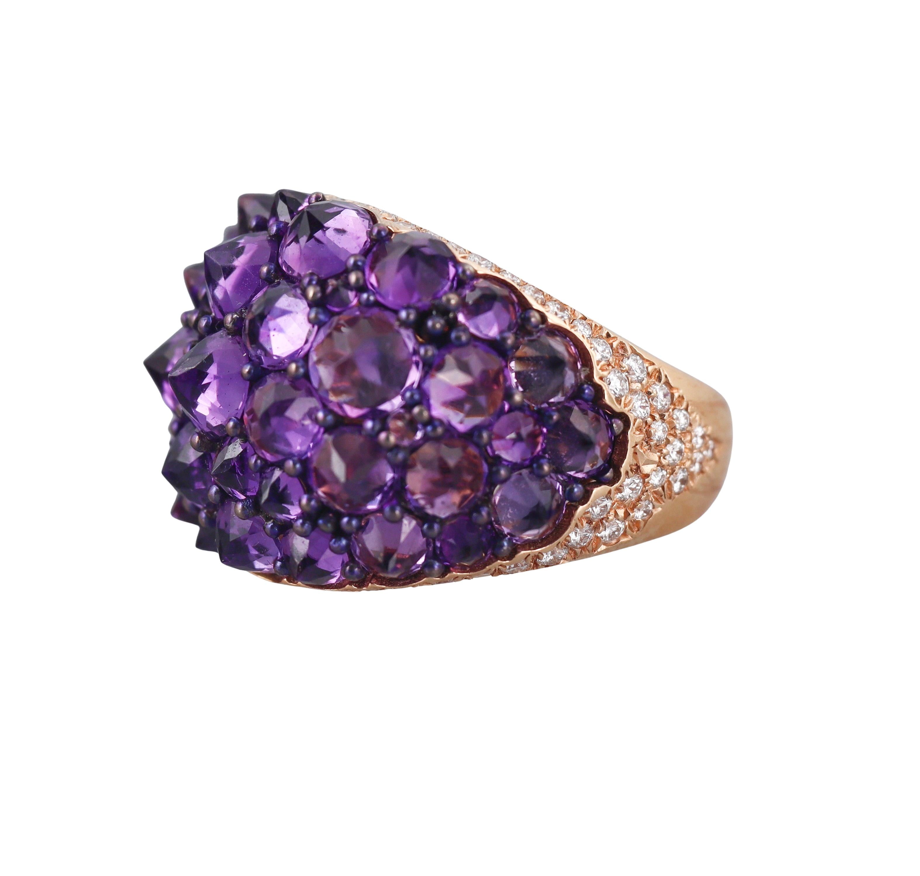 Mattioli Reve_r Amethyst Diamond Rose Gold Cocktail Ring