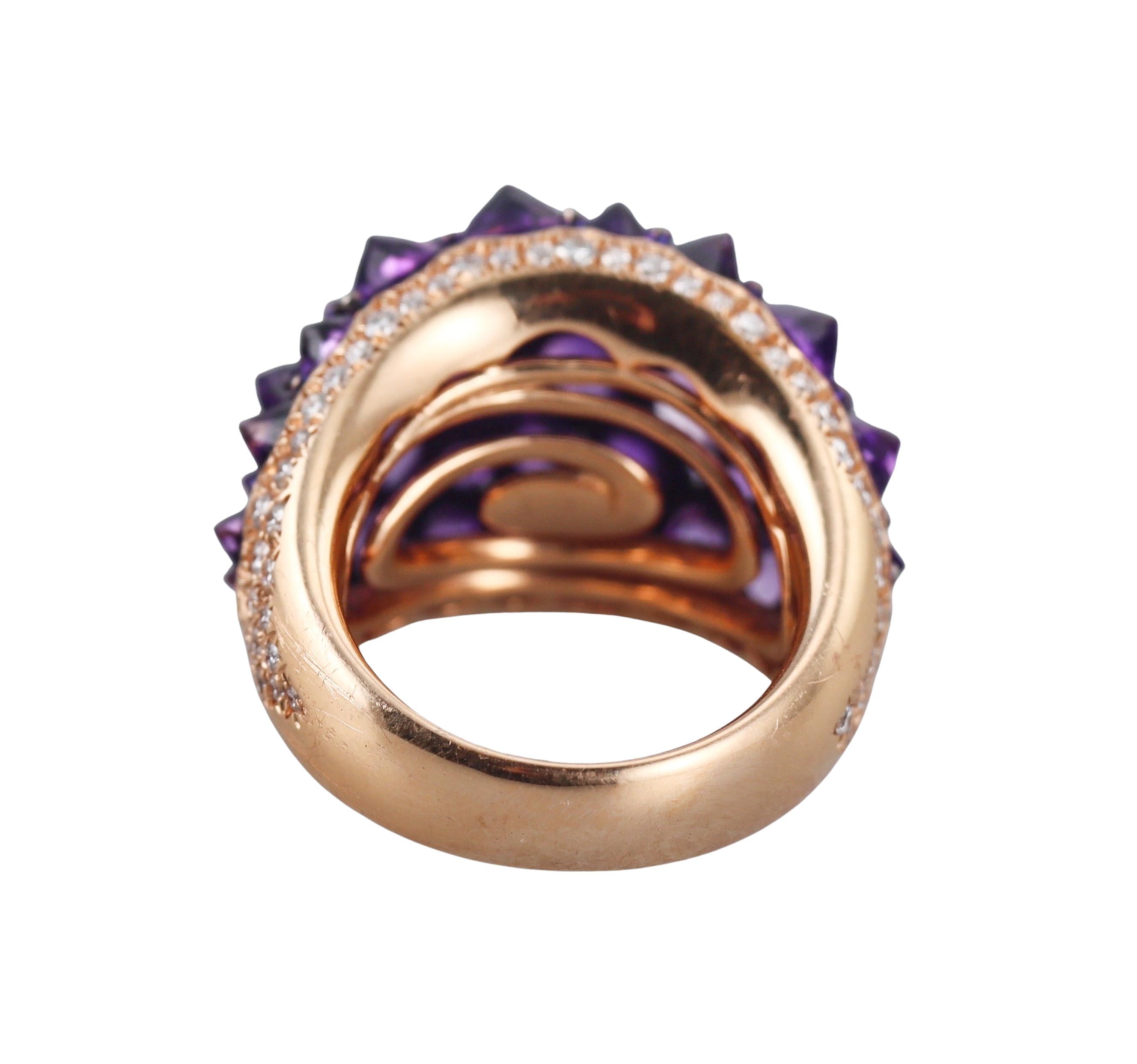 Mattioli Reve_r Amethyst Diamond Rose Gold Cocktail Ring