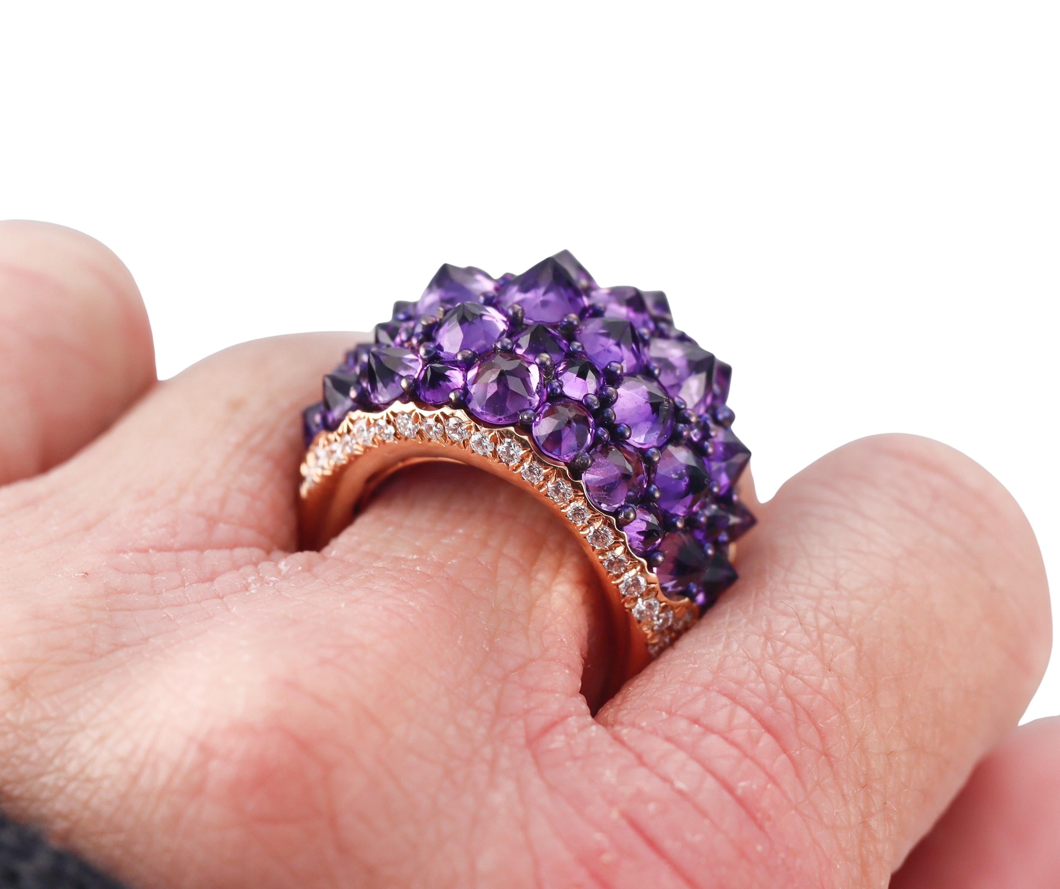 Mattioli Reve_r Amethyst Diamond Rose Gold Cocktail Ring