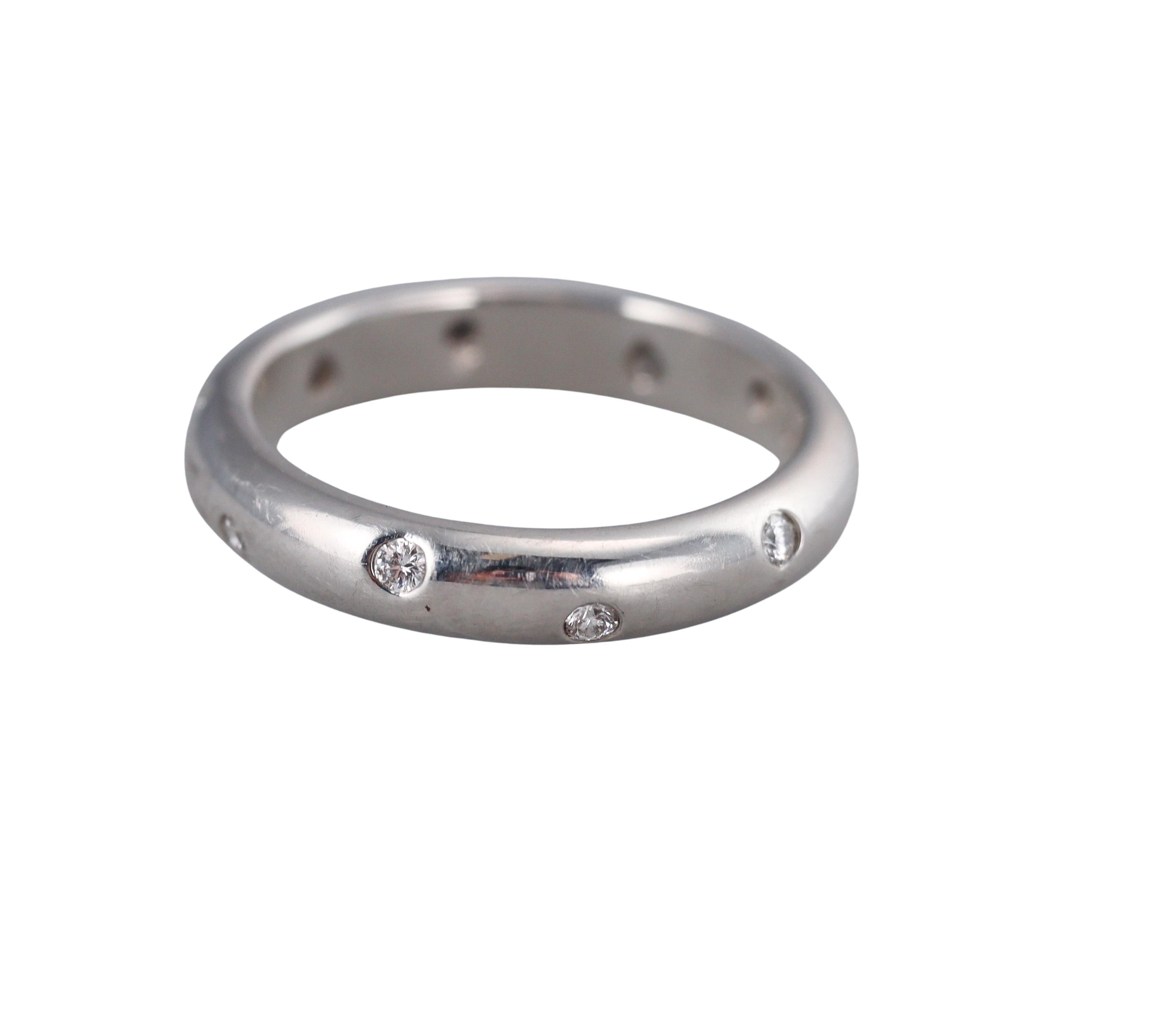 Tiffany & Co Etoile Platinum Diamond 4mm Wedding Band Ring