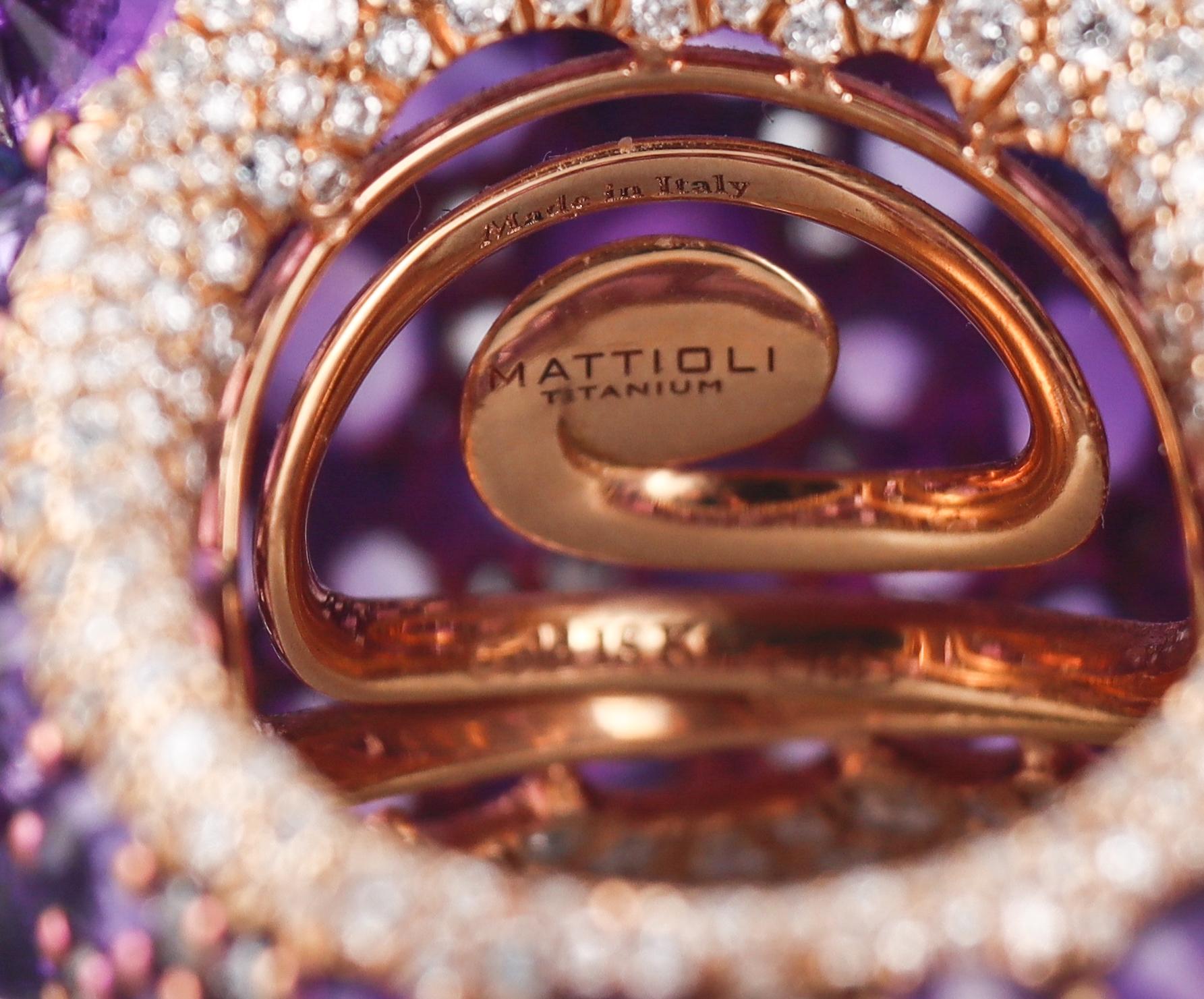 Mattioli Reve_r Amethyst Diamond Rose Gold Cocktail Ring