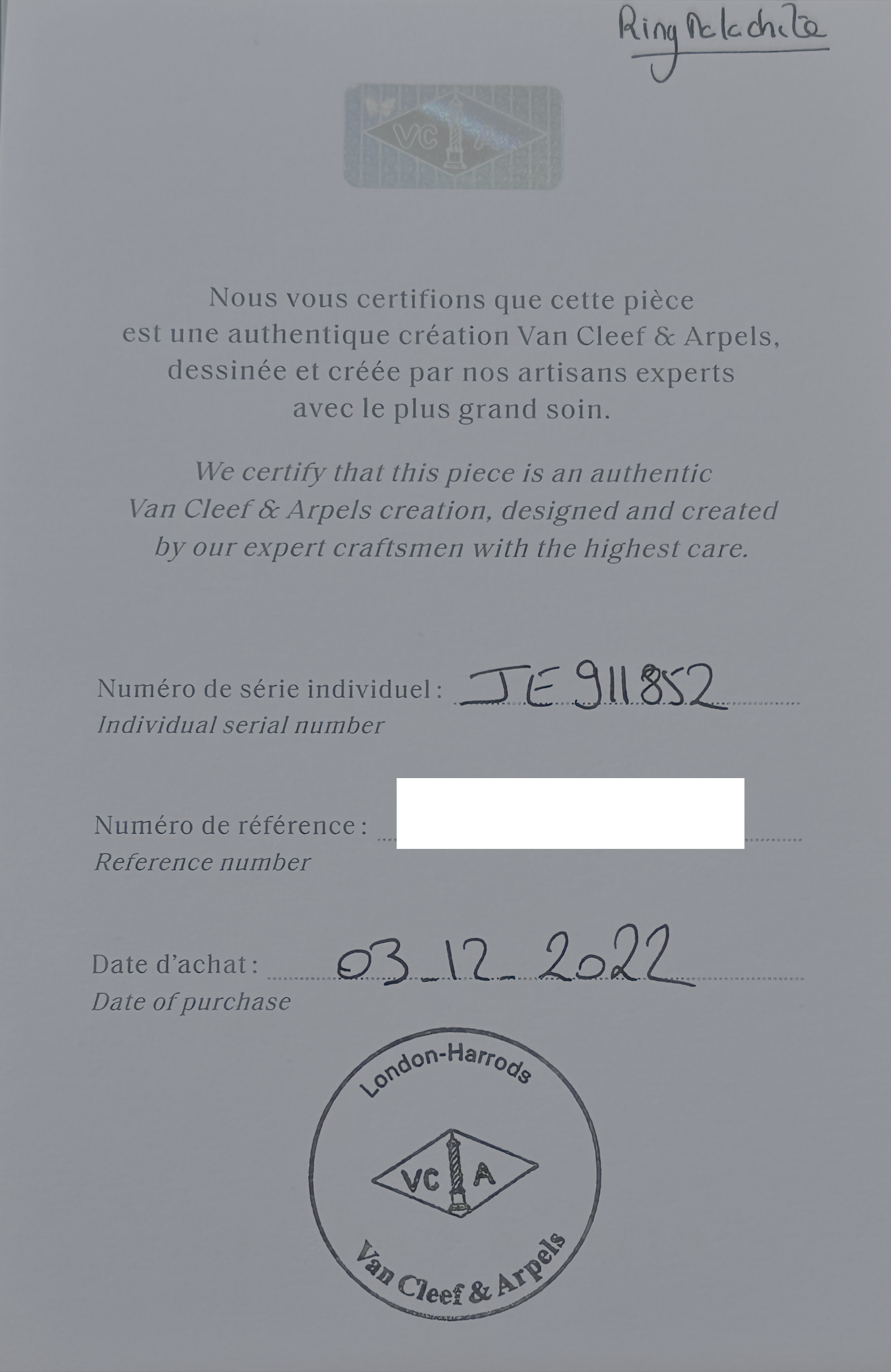 Van Cleef & Arpels Magic Alhambra Malachite Gold Between the Finger Ring