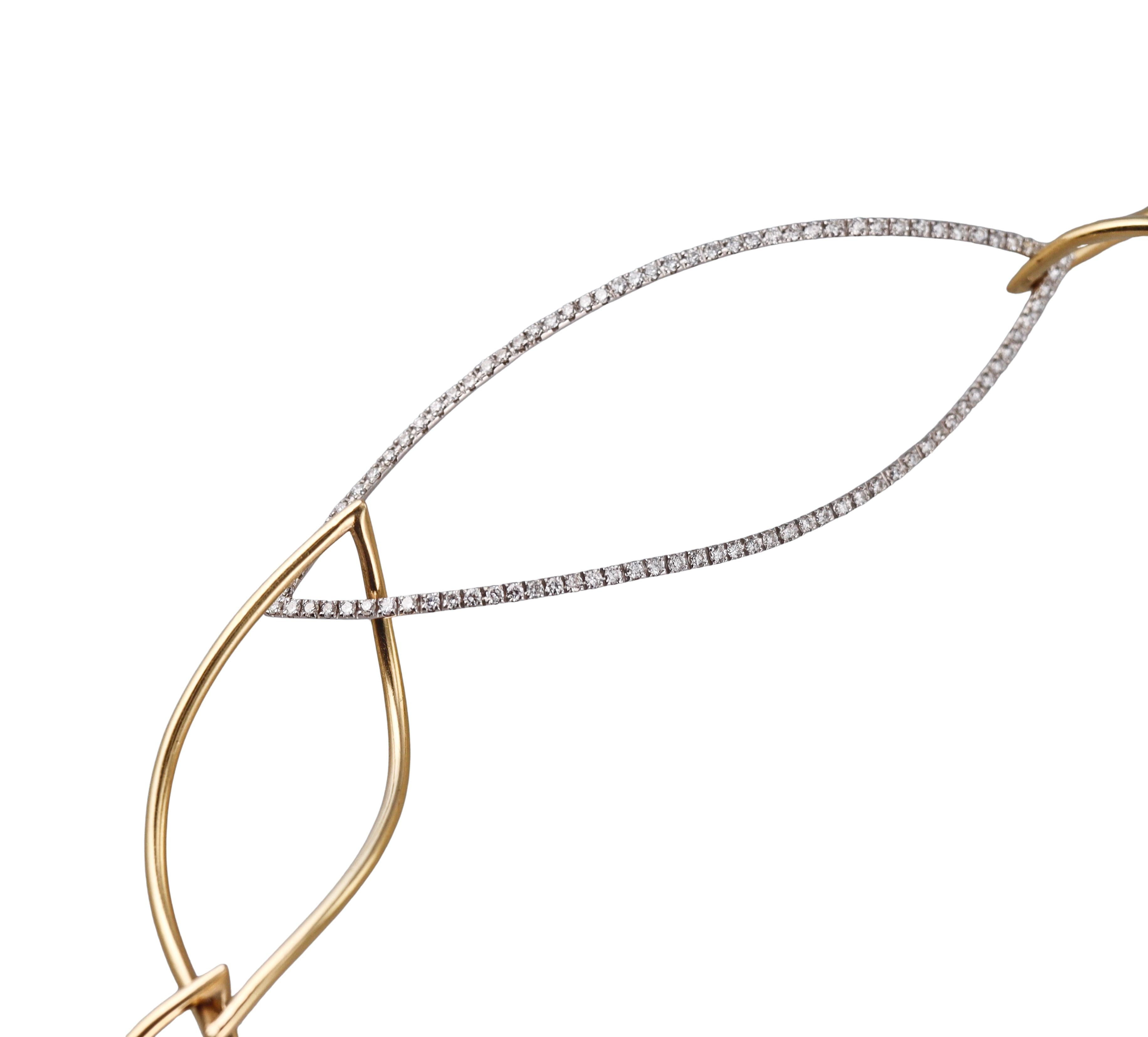 Mattioli Navettes Diamond Gold Link Necklace
