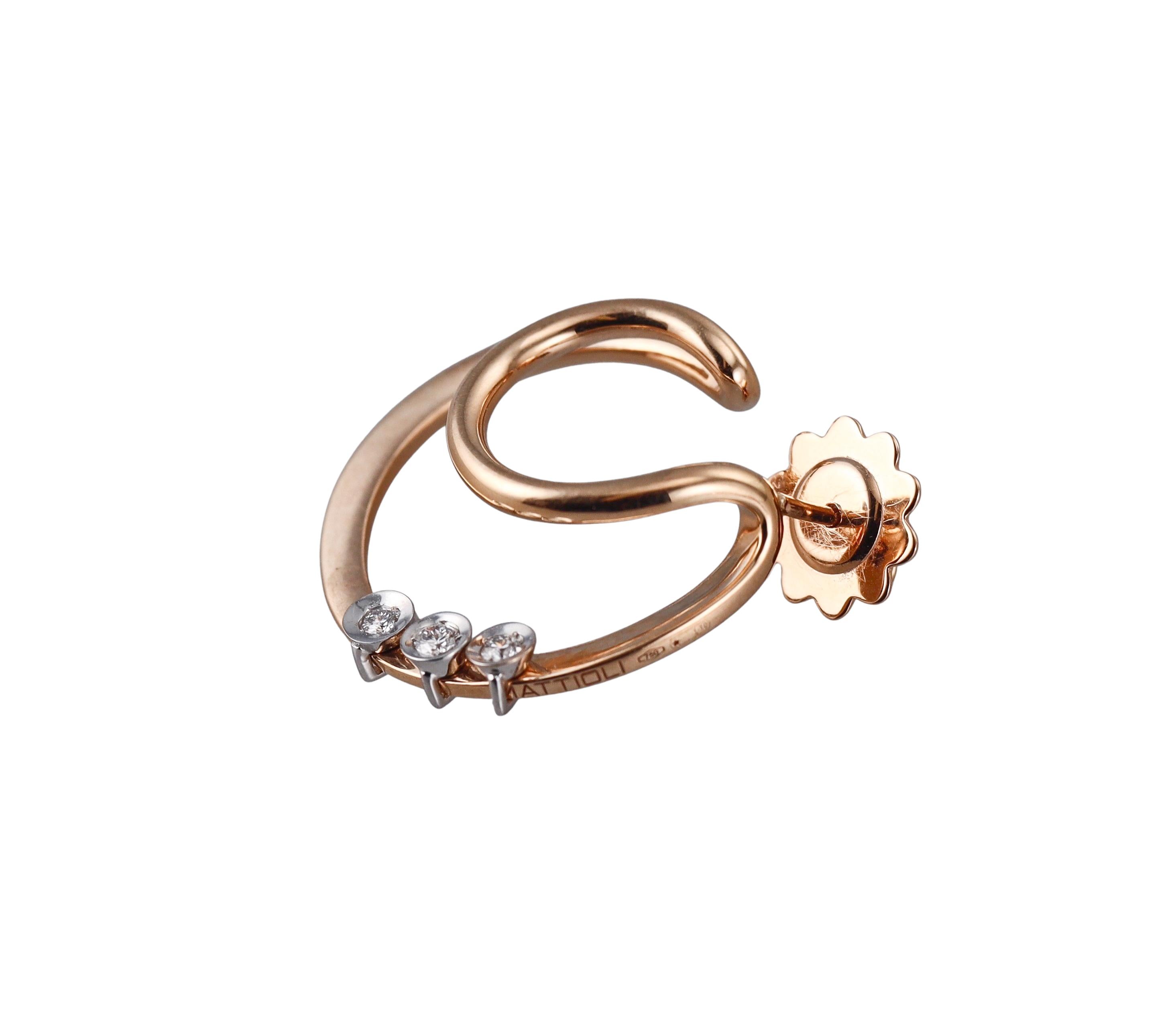 Mattioli Chips Rose Gold Diamond Circle Earrings