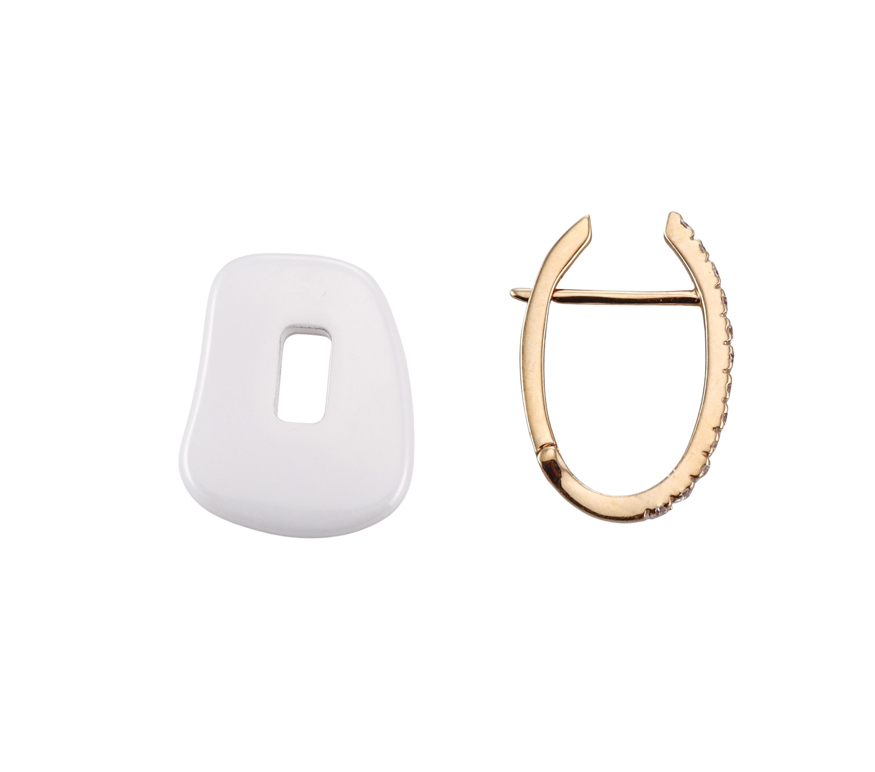 Mattioli Puzzle Diamond White Black Ceramic Interchangeable Small Earrings