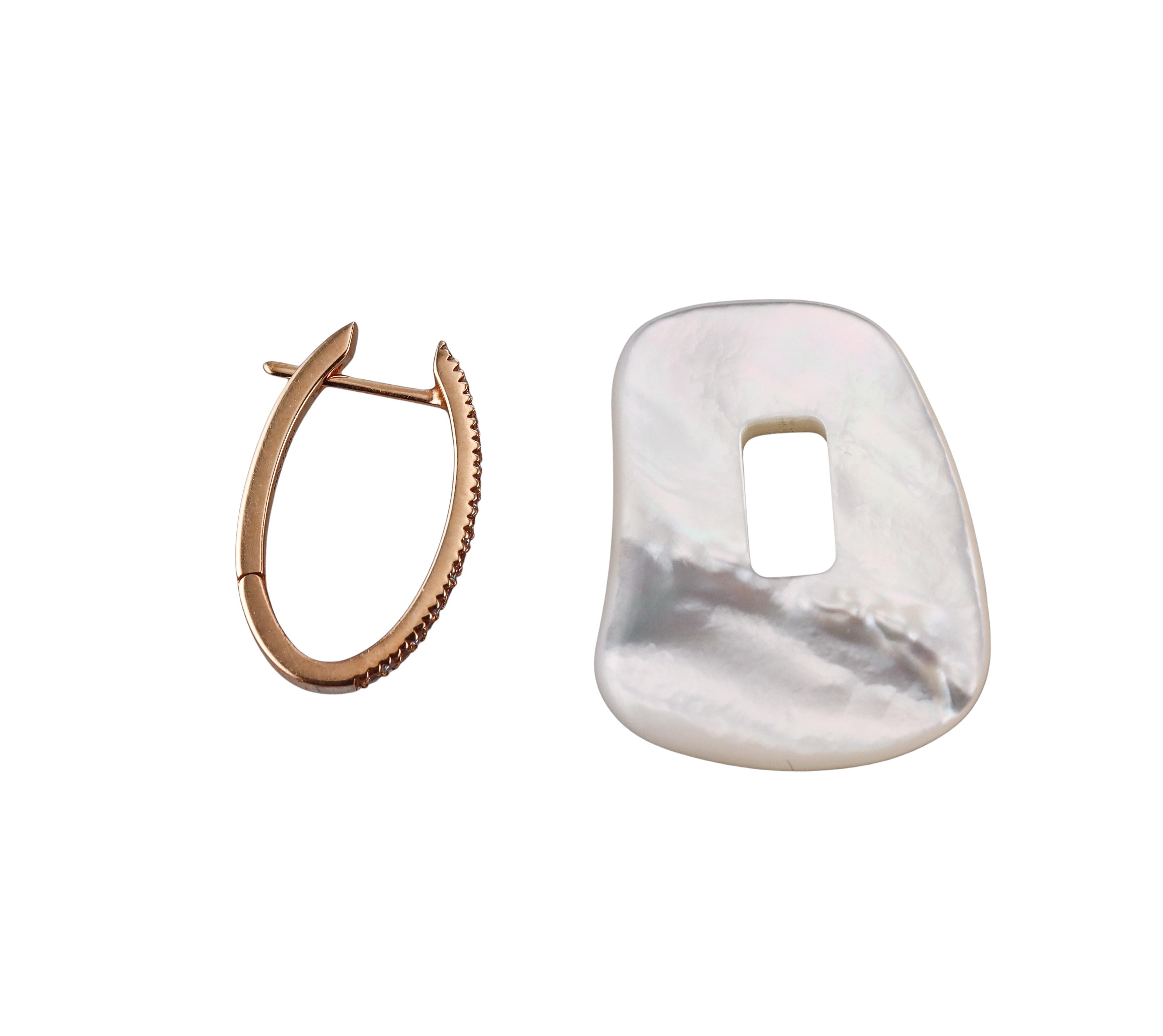 Mattioli Puzzle Diamond Rose Gold MOP Chalcedony Large Interchangeable Earrings