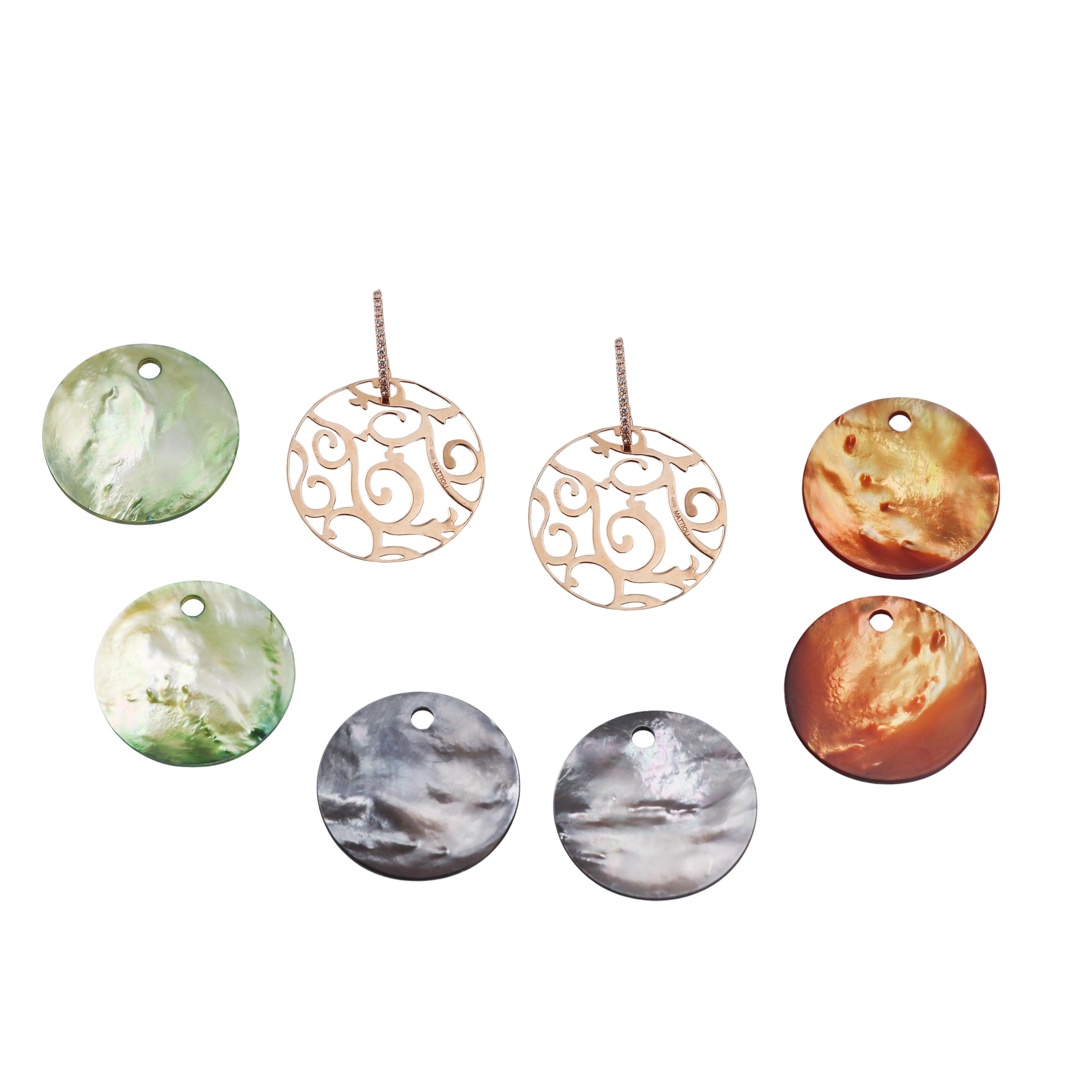 Mattioli Siriana Rose Gold Diamond MOP Interchangeable Earrings