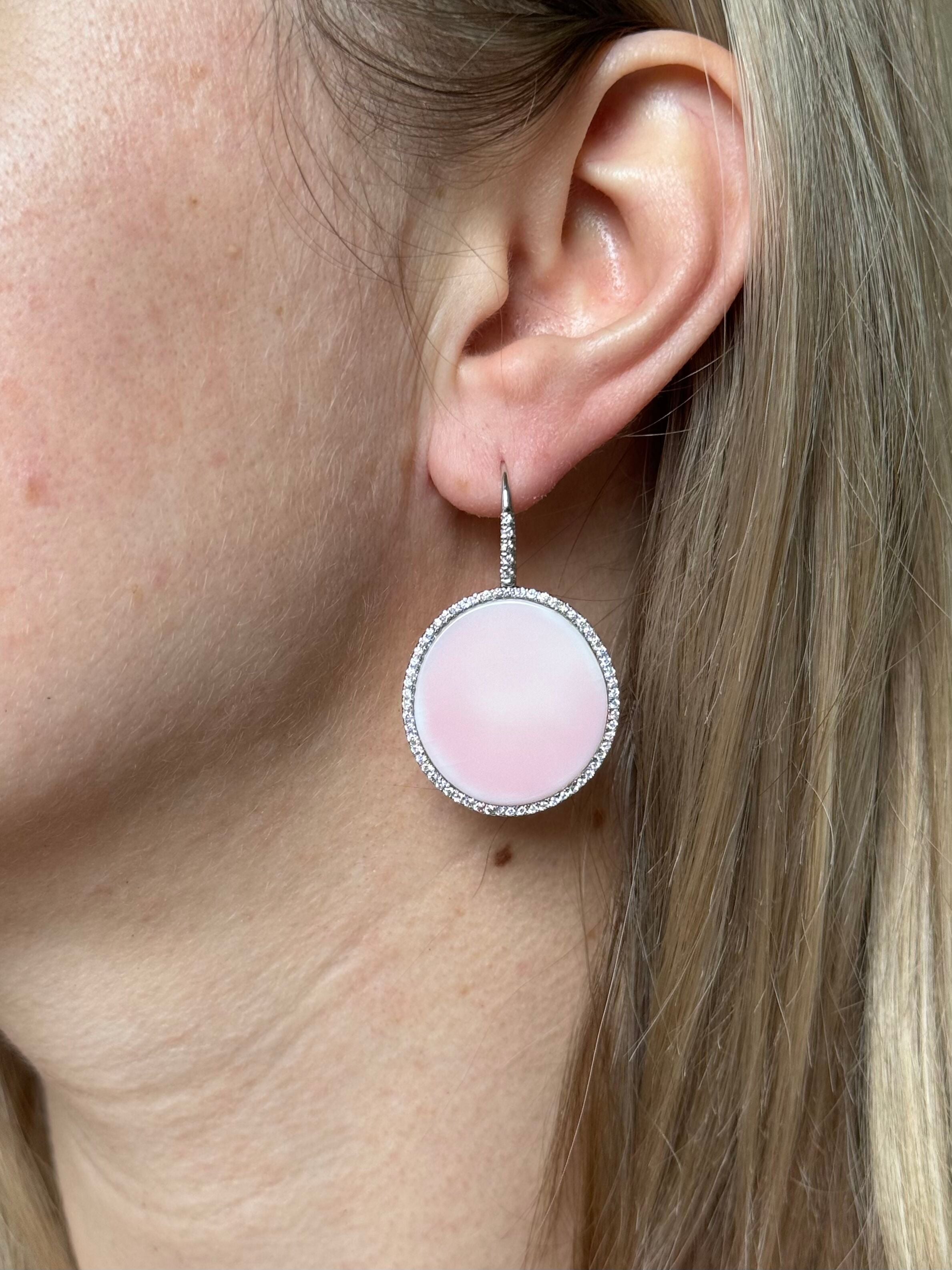 Mimi Milano Aurora Diamond Mother of Pearl Gold Earrings