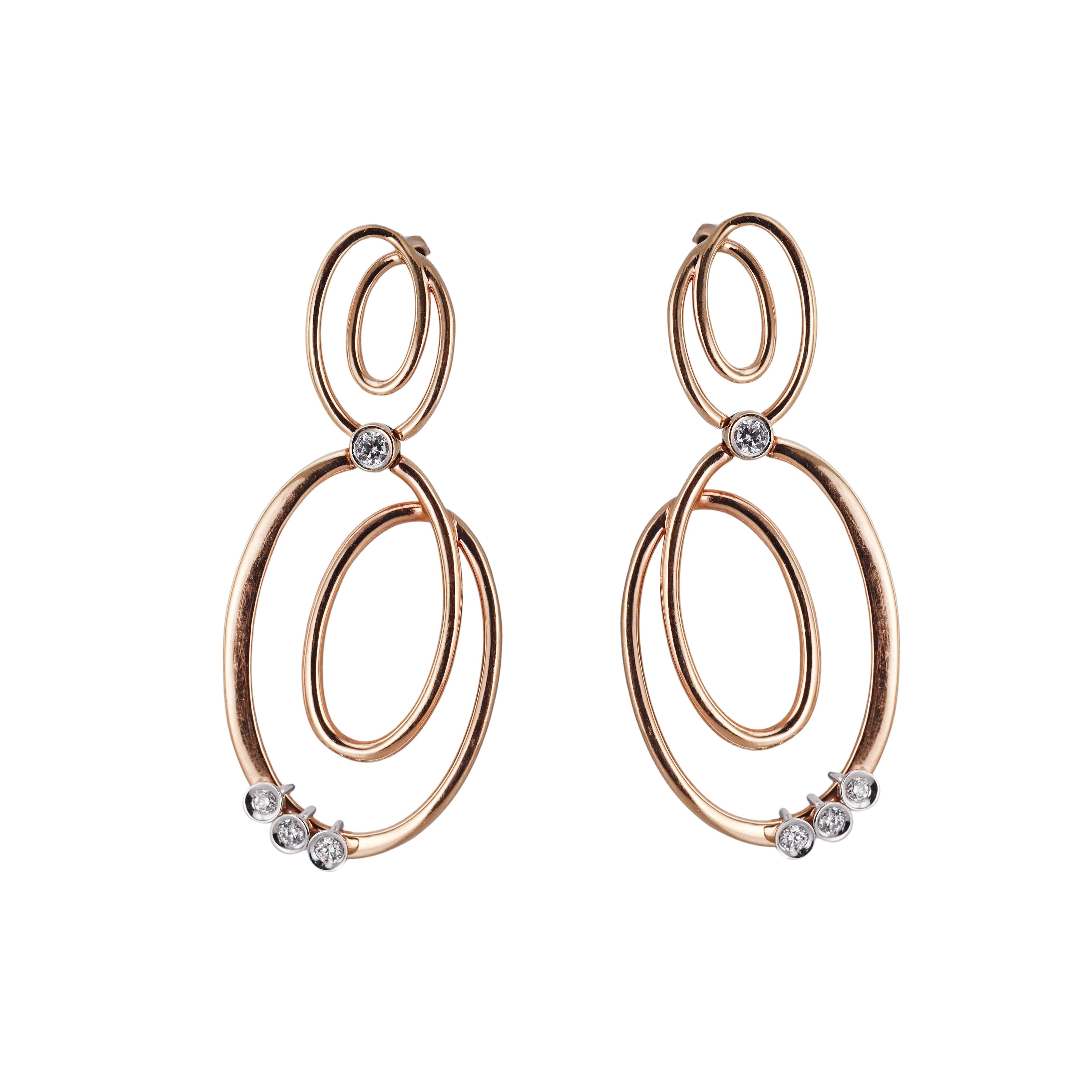 Mattioli Chips Diamond Rose Gold Drop Earrings