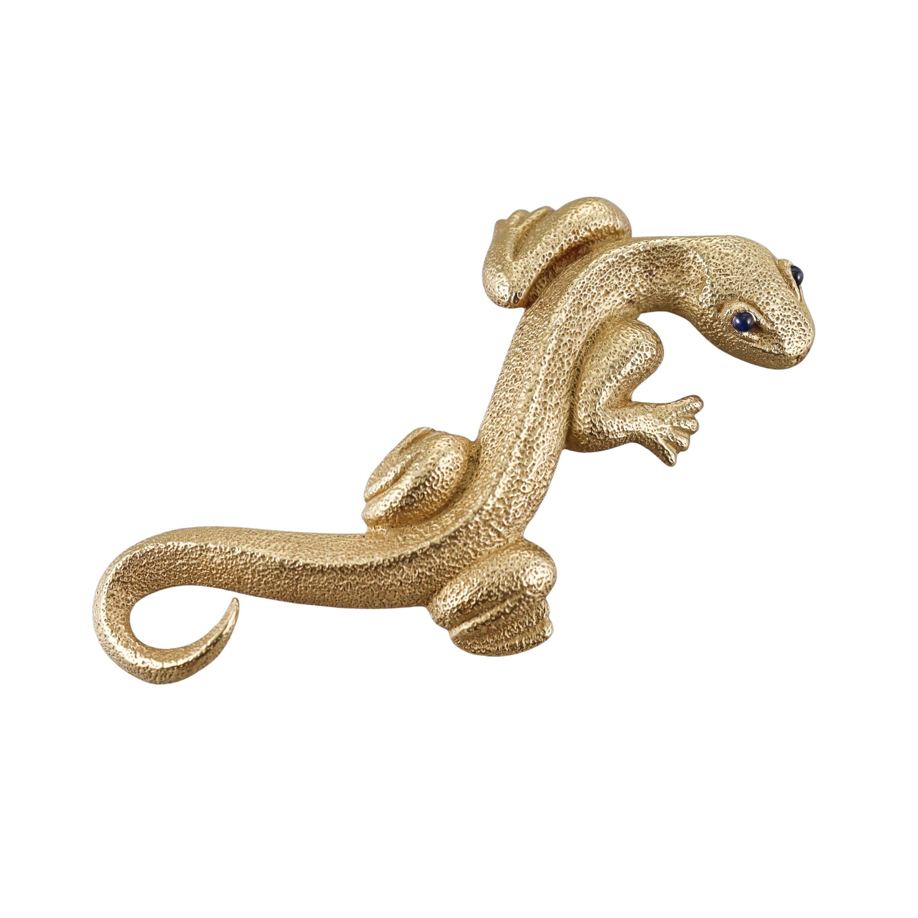 Kieselstein Cord Sapphire Gold Lizard Brooch