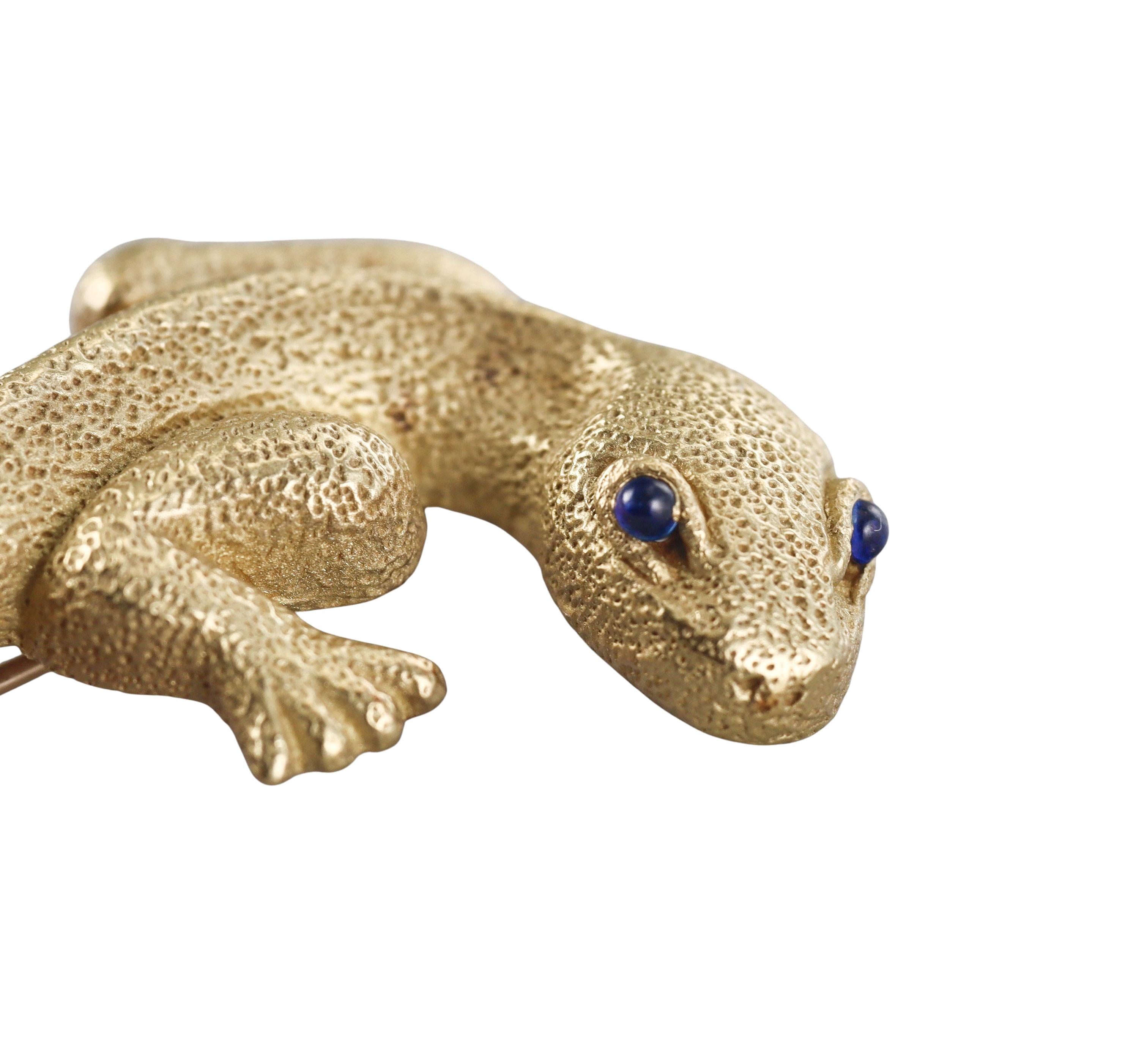 Kieselstein Cord Sapphire Gold Lizard Brooch