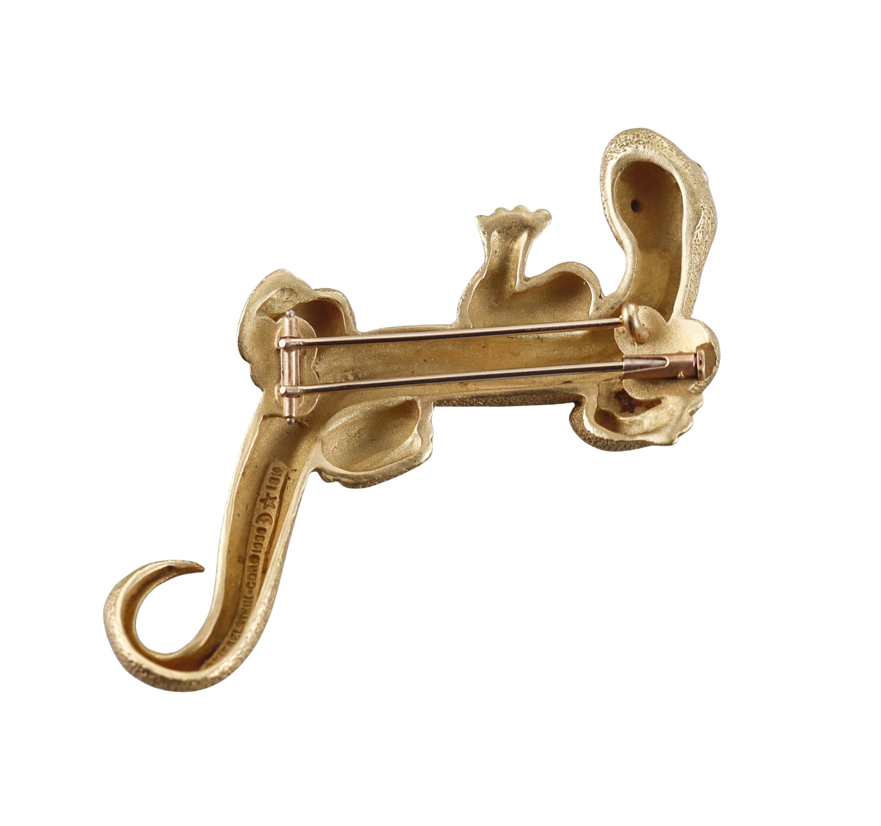 Kieselstein Cord Sapphire Gold Lizard Brooch