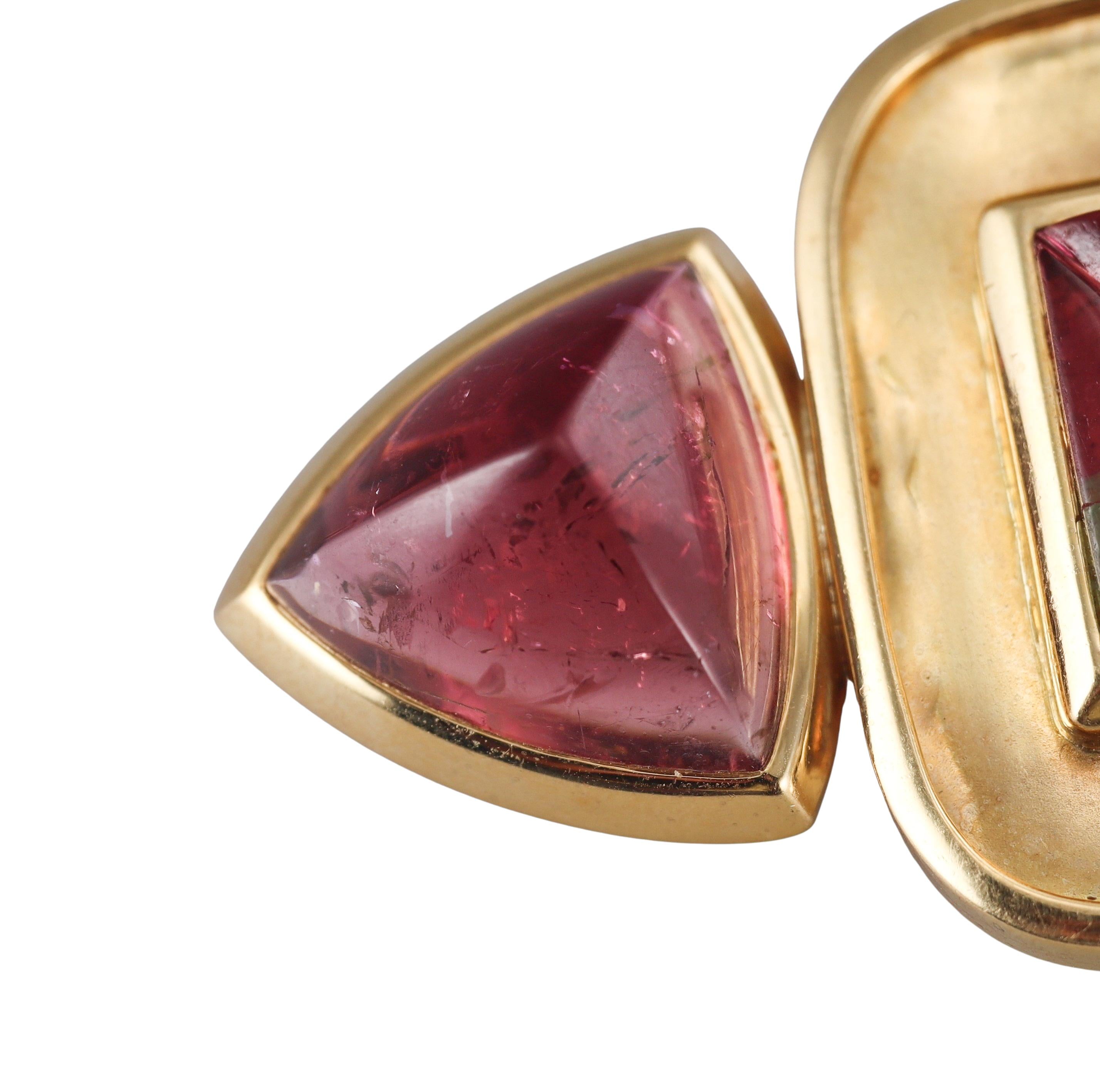 Elizabeth Gage Watermelon Tourmaline Coin Brooch Pendant