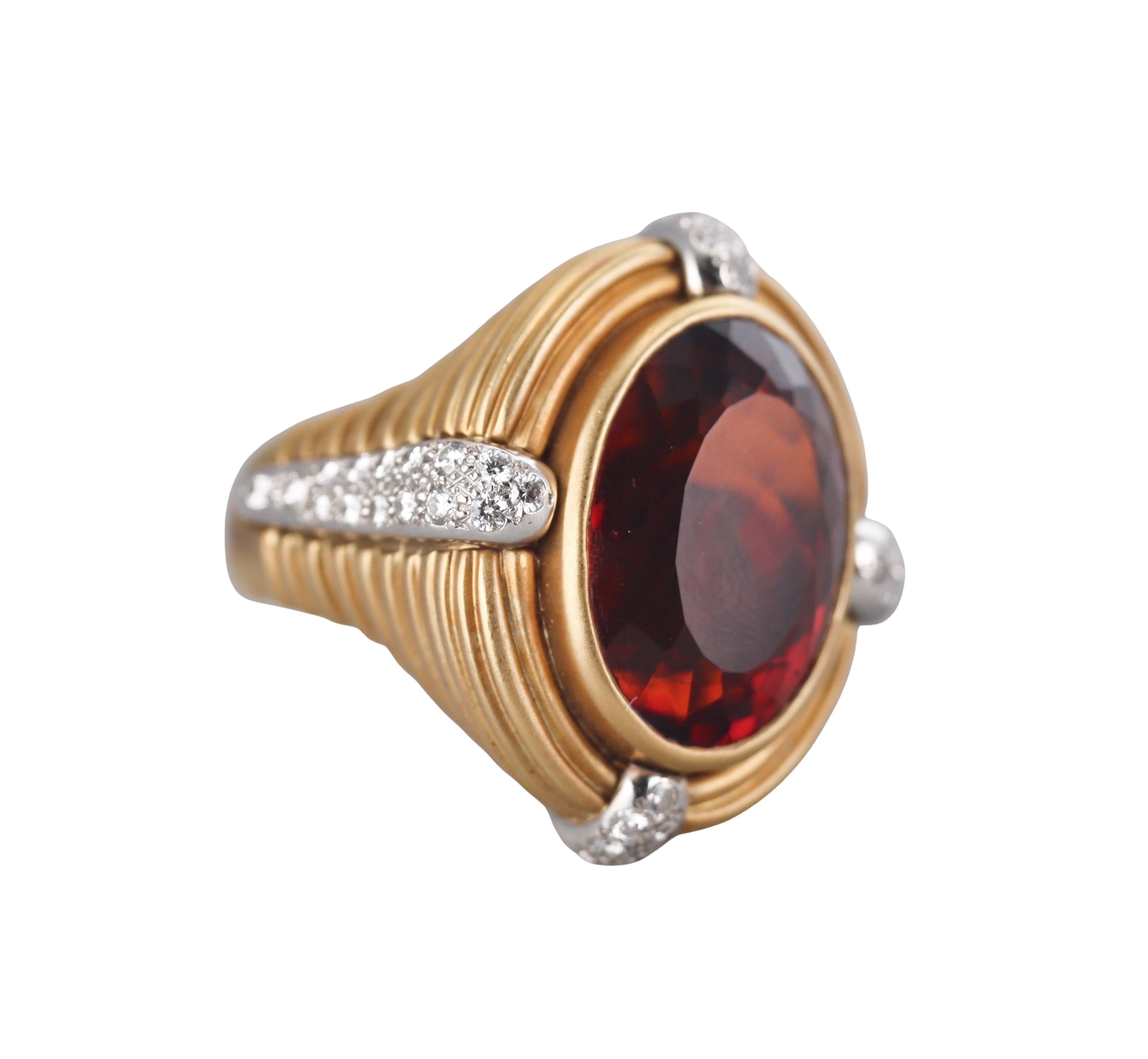 Kwiat Vintage Diamond Madeira Citrine Gold Cocktail Ring