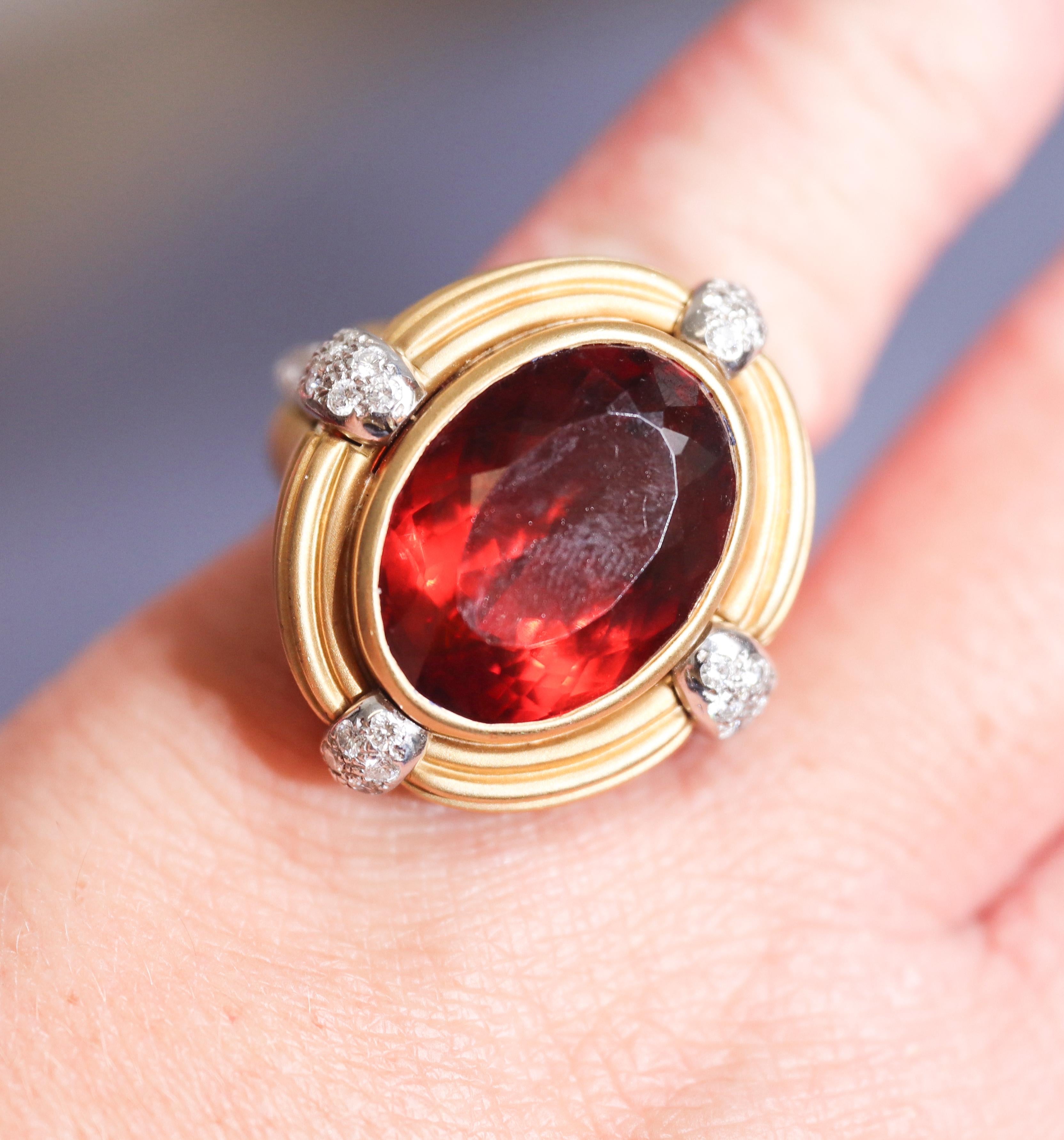 Kwiat Vintage Diamond Madeira Citrine Gold Cocktail Ring