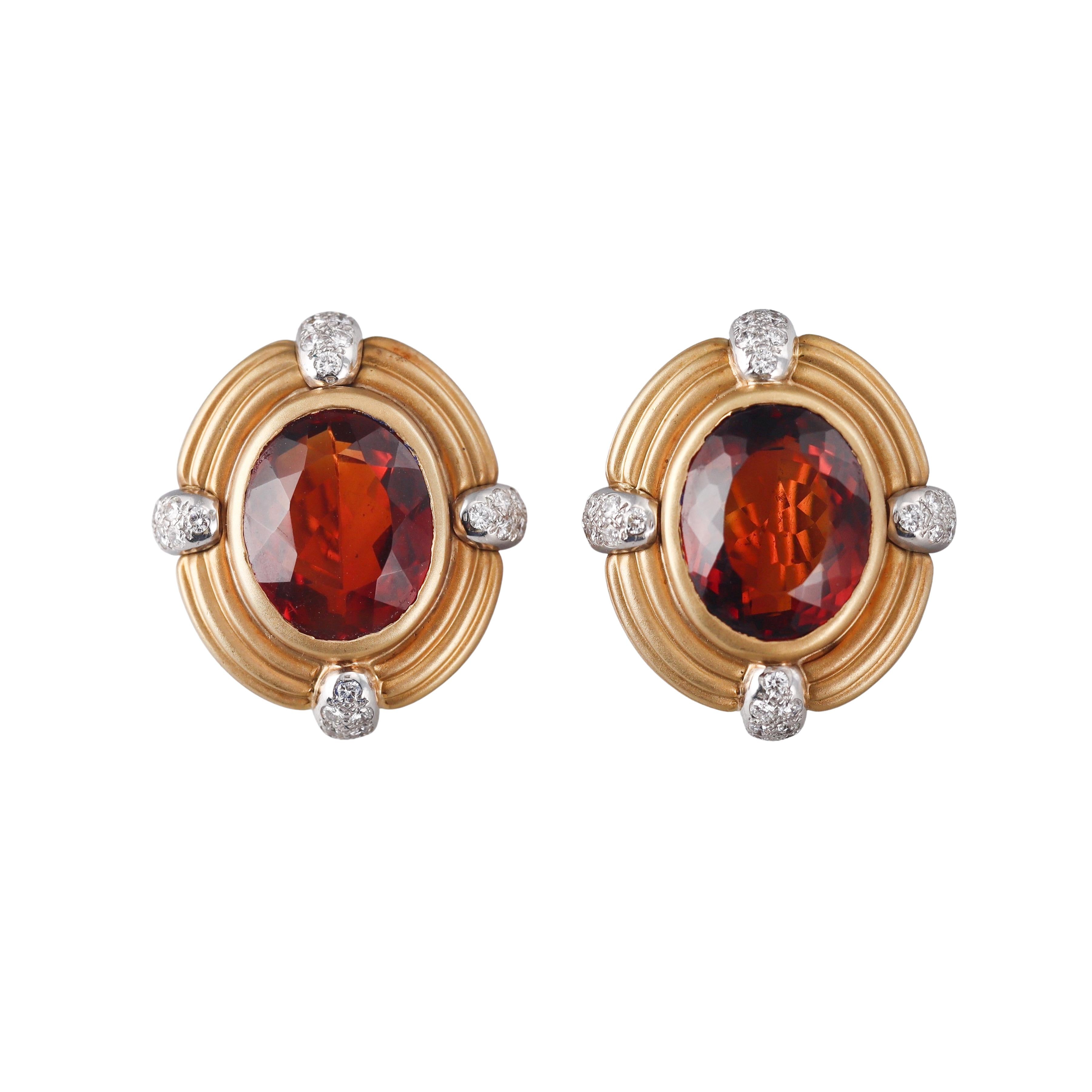 Kwiat Vintage Madeira Citrine Diamond Gold Earrings