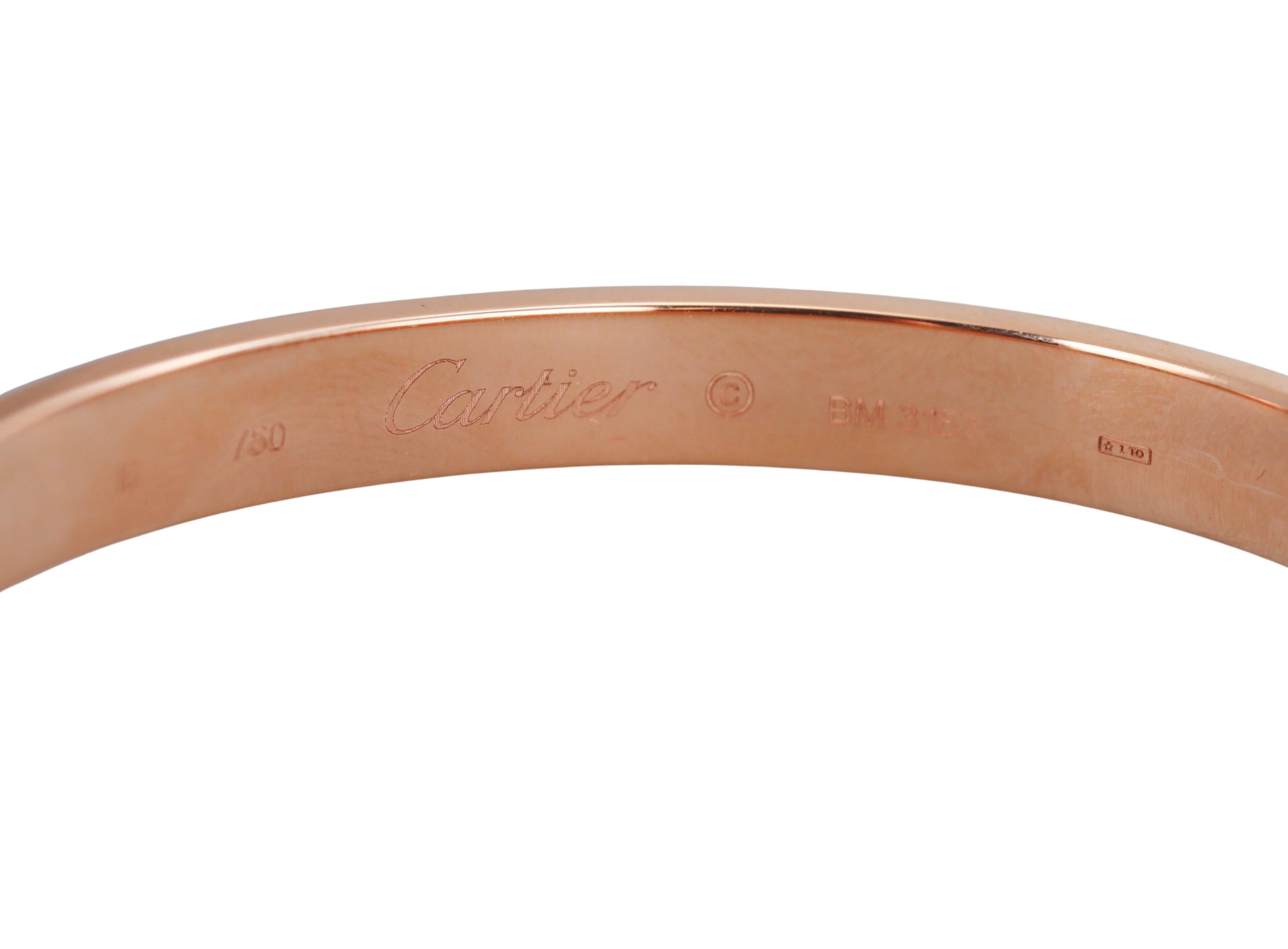 Cartier Love Rose Gold Bracelet Size 16