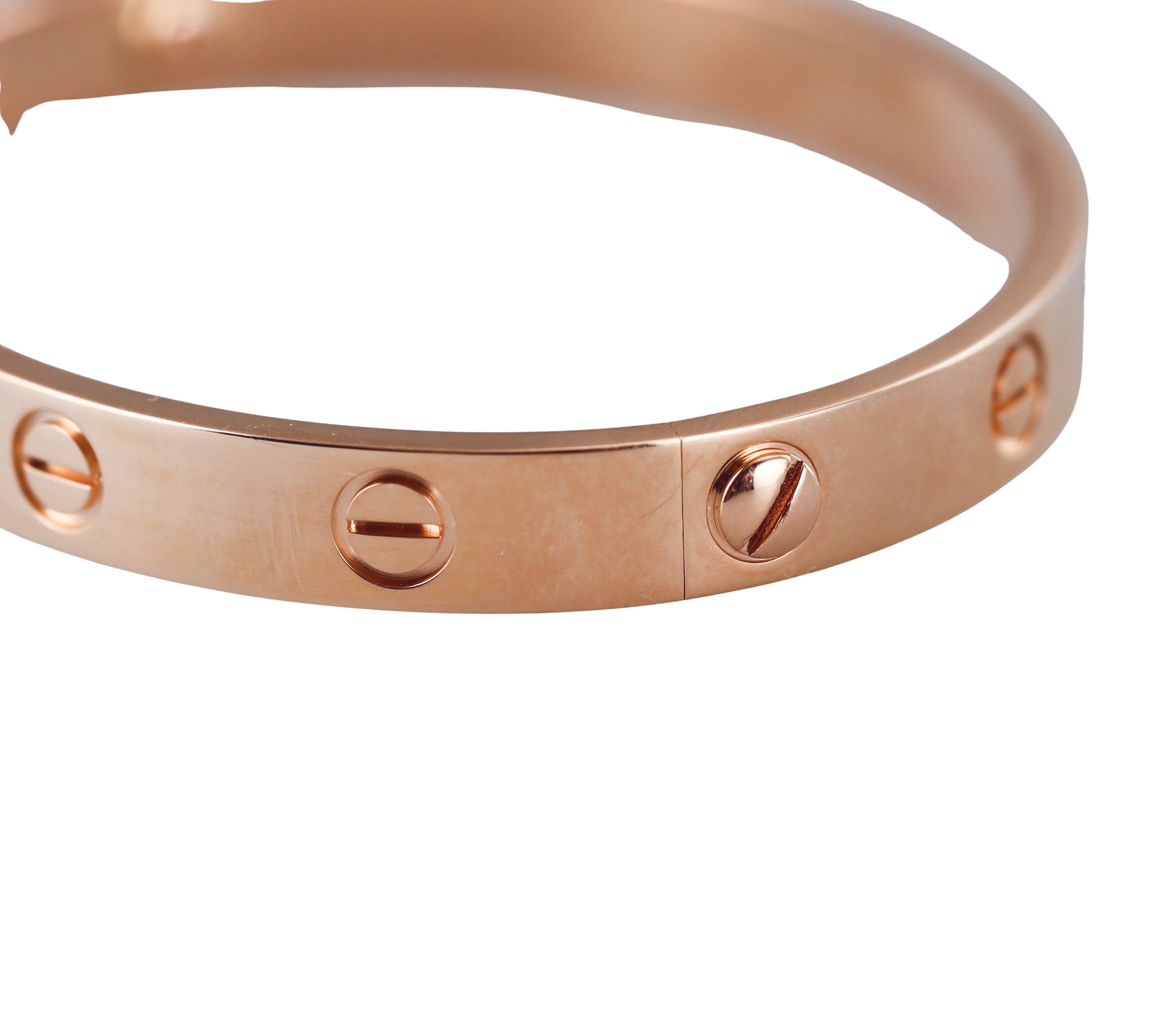 Cartier Love Rose Gold Bracelet Size 16