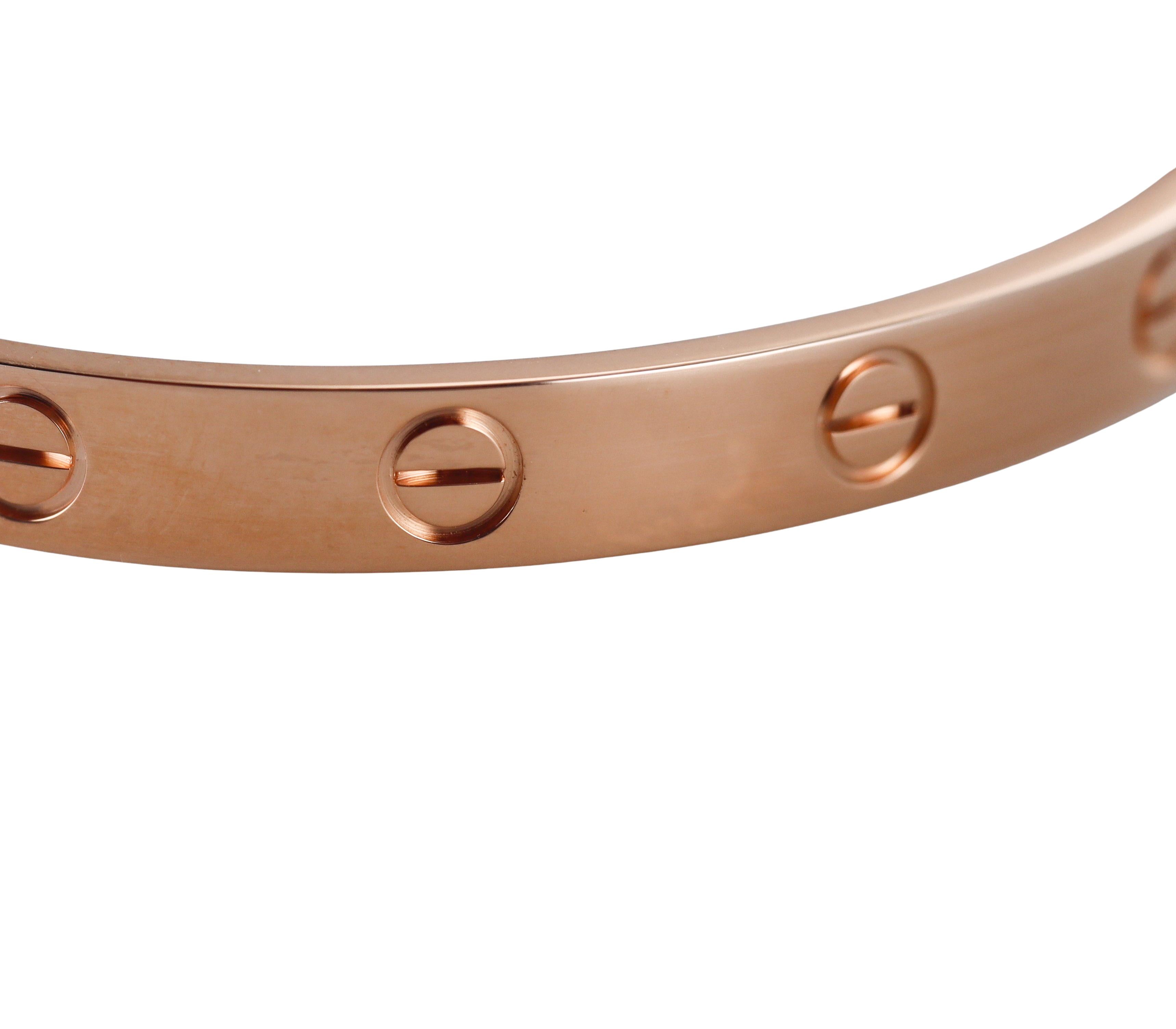 Cartier Love Rose Gold Bracelet Size 16