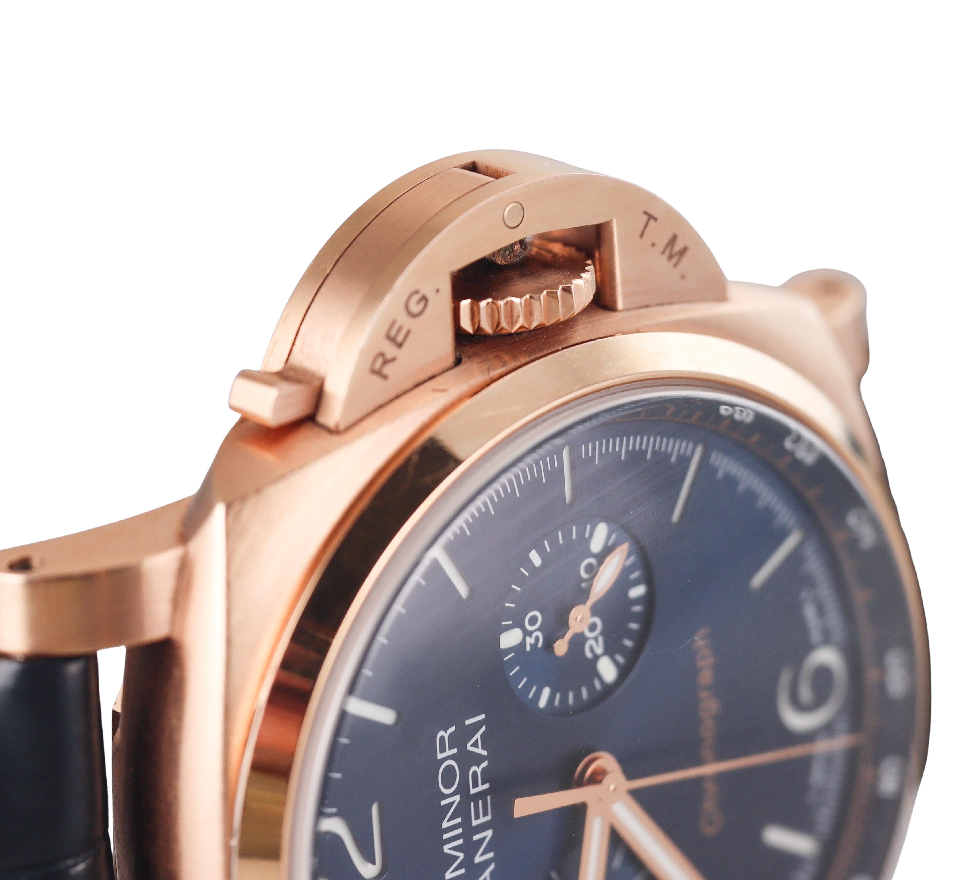 Panerai Goldtech Luminor 44mm Chronograph Rose Gold Watch PAM01111