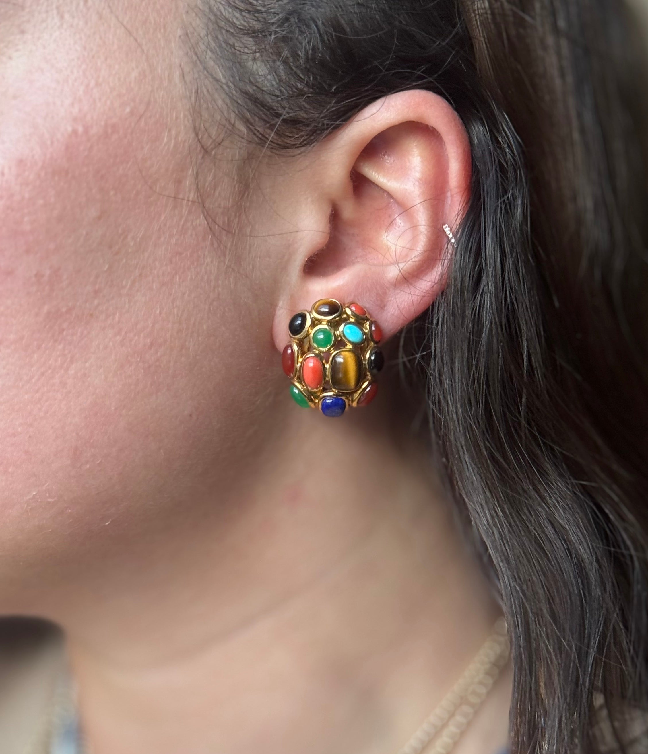 Seaman Schepps Multi Gemstone Gold Earrings