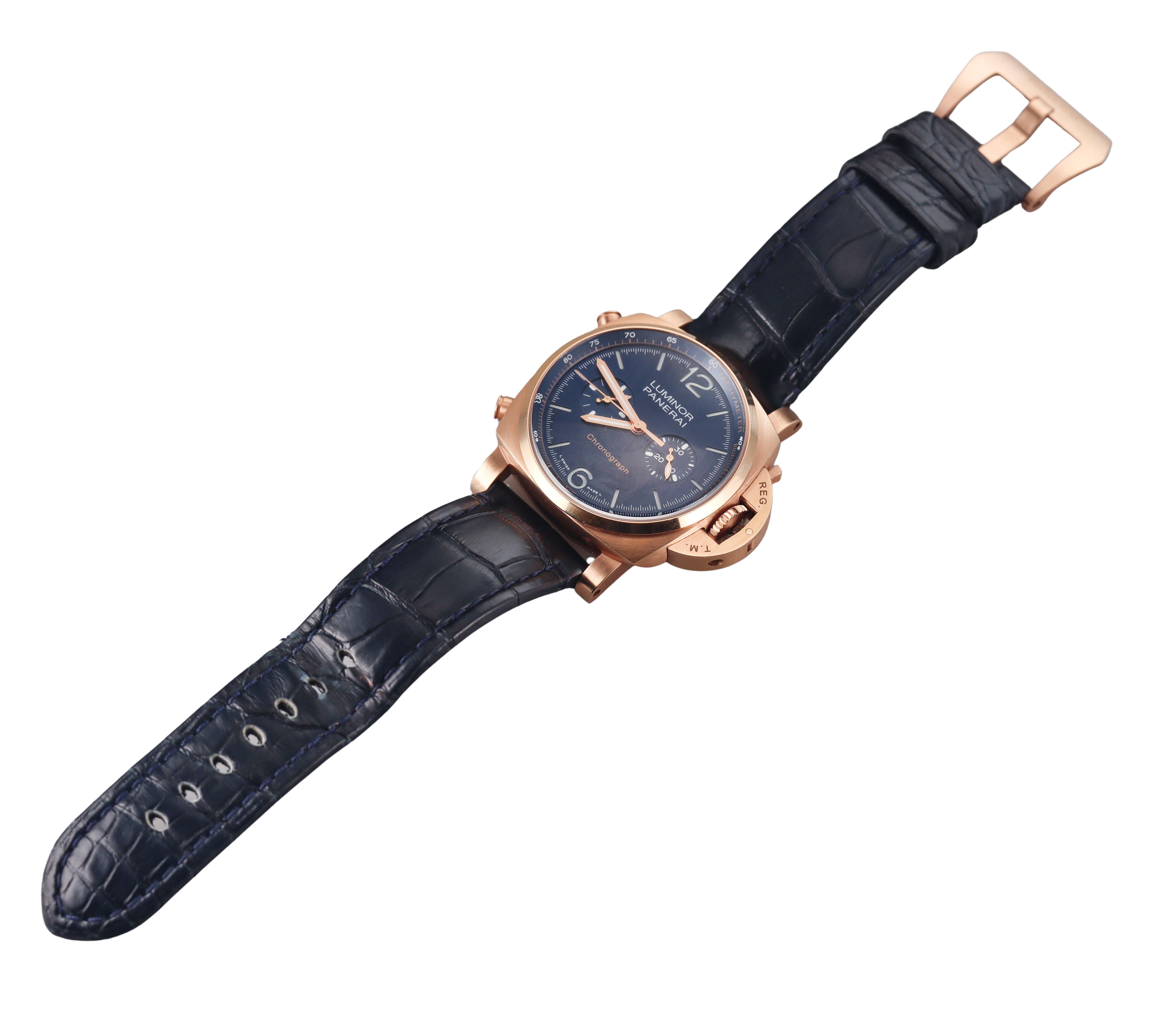 Panerai Goldtech Luminor 44mm Chronograph Rose Gold Watch PAM01111