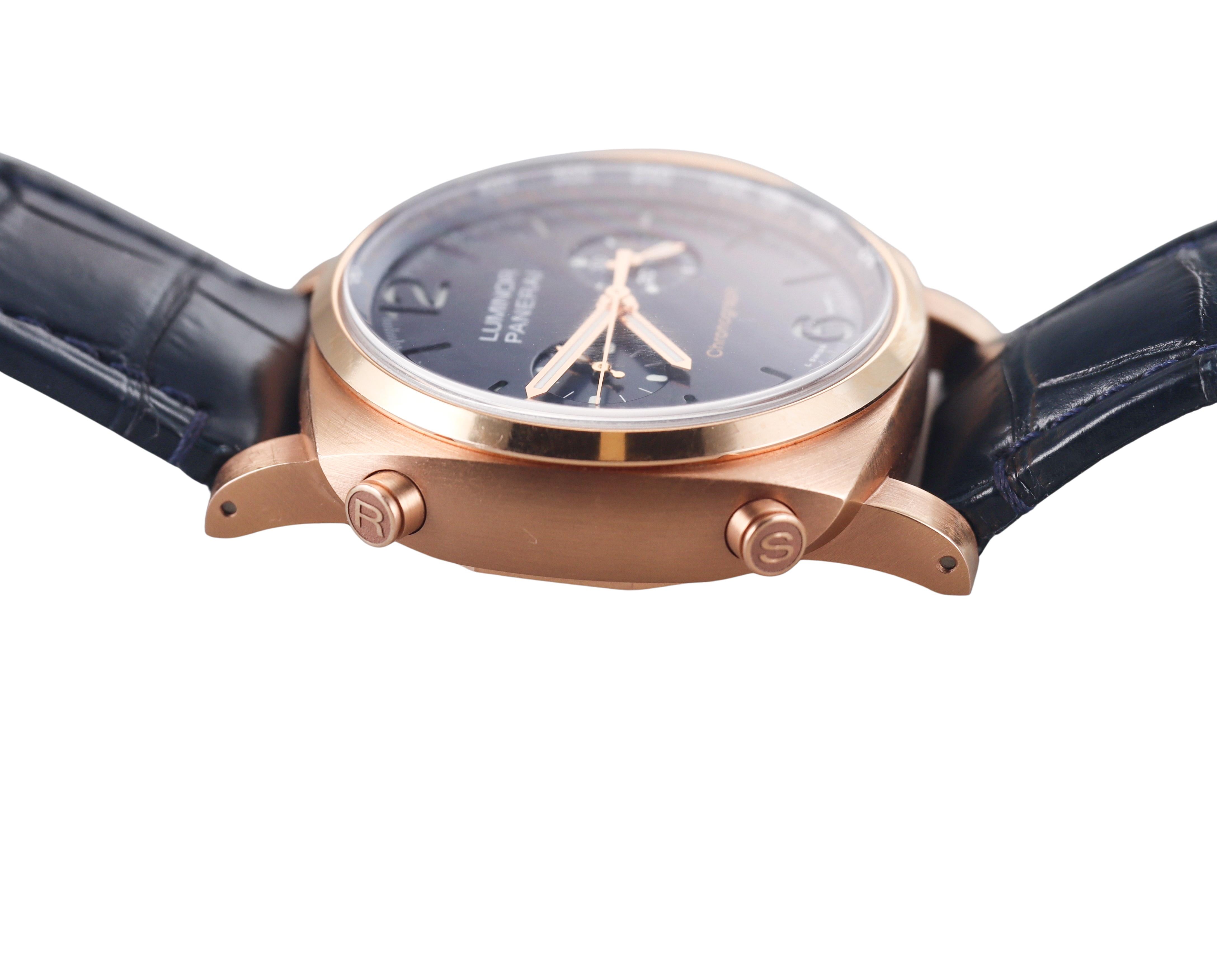 Panerai Goldtech Luminor 44mm Chronograph Rose Gold Watch PAM01111