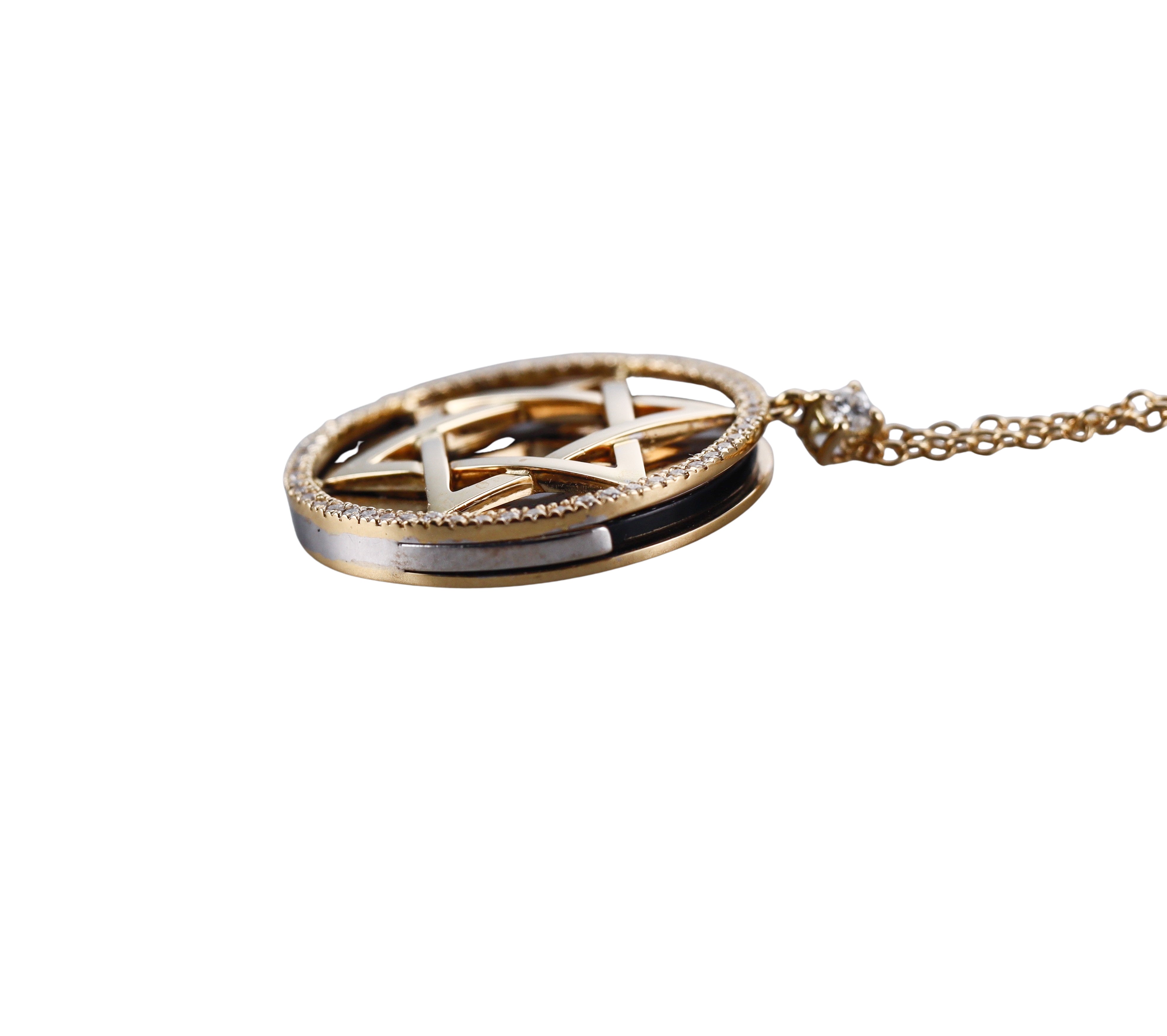 Yellow Gold Diamond Interchangeable MOP Star of David Pendant Necklace