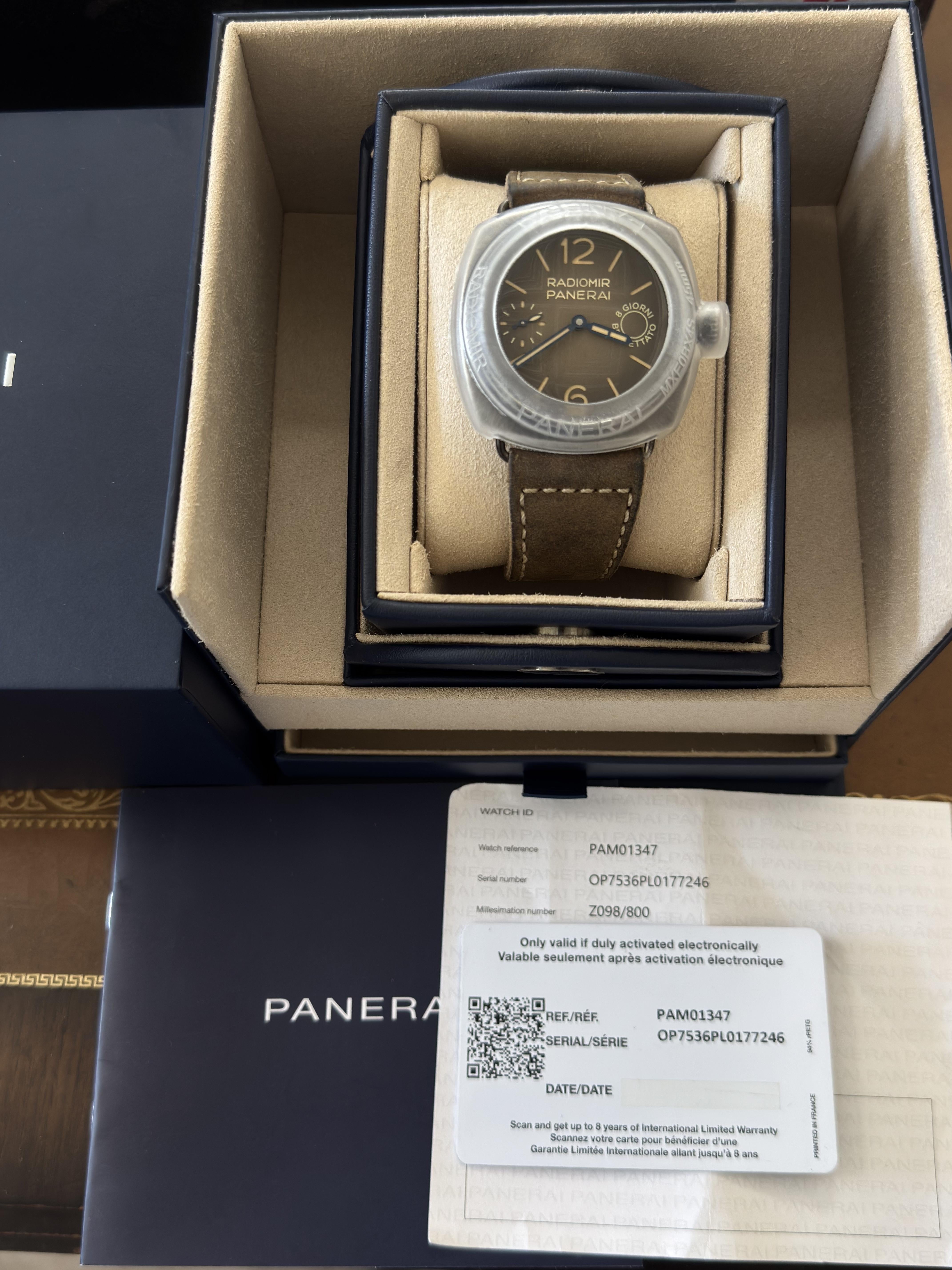 Panerai Radiomir 8 Day Otto Giorni Manual Wind Watch PAM01347