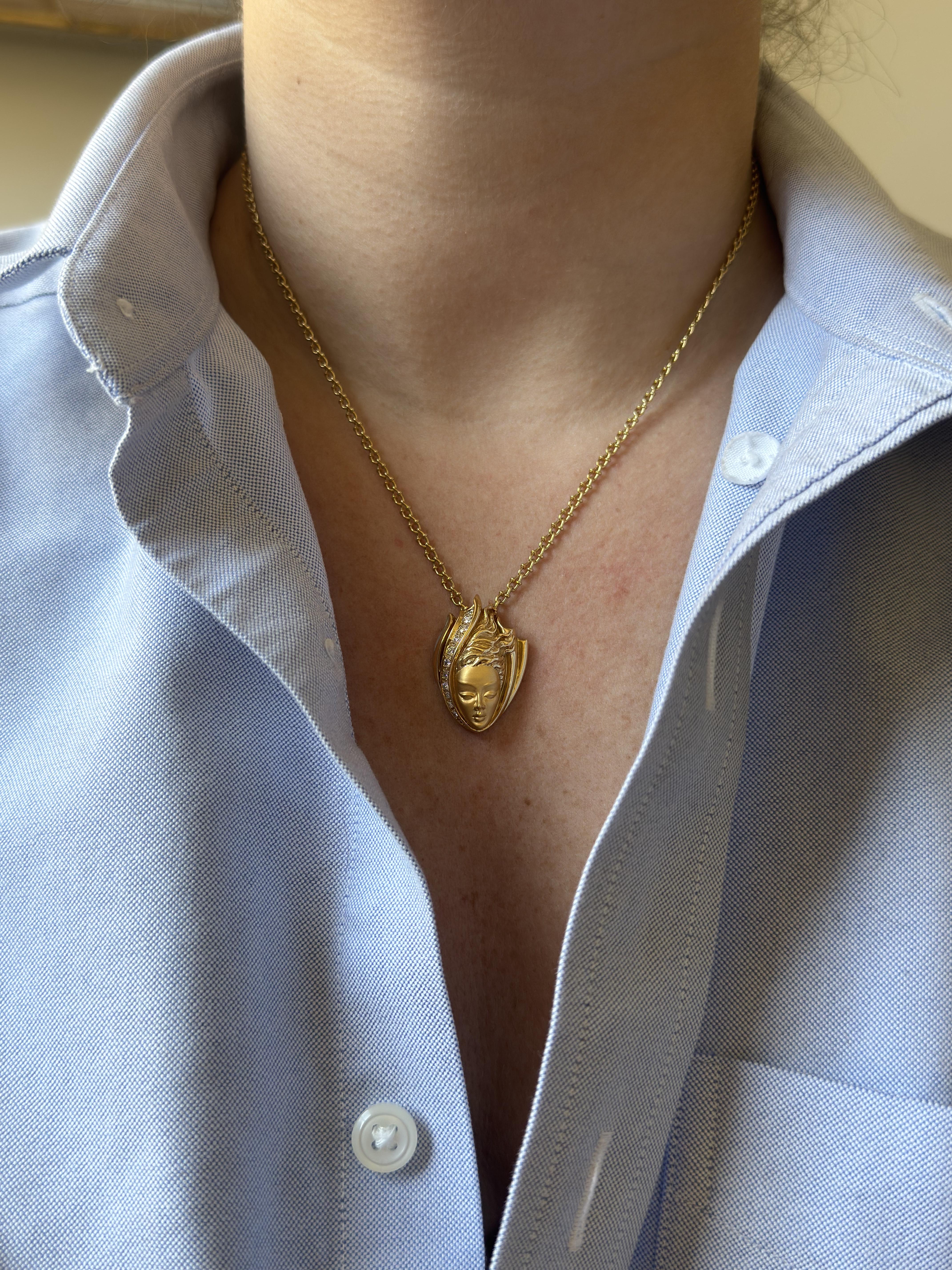 Carrera y Carrera Diamond Gold Face Motif Necklace