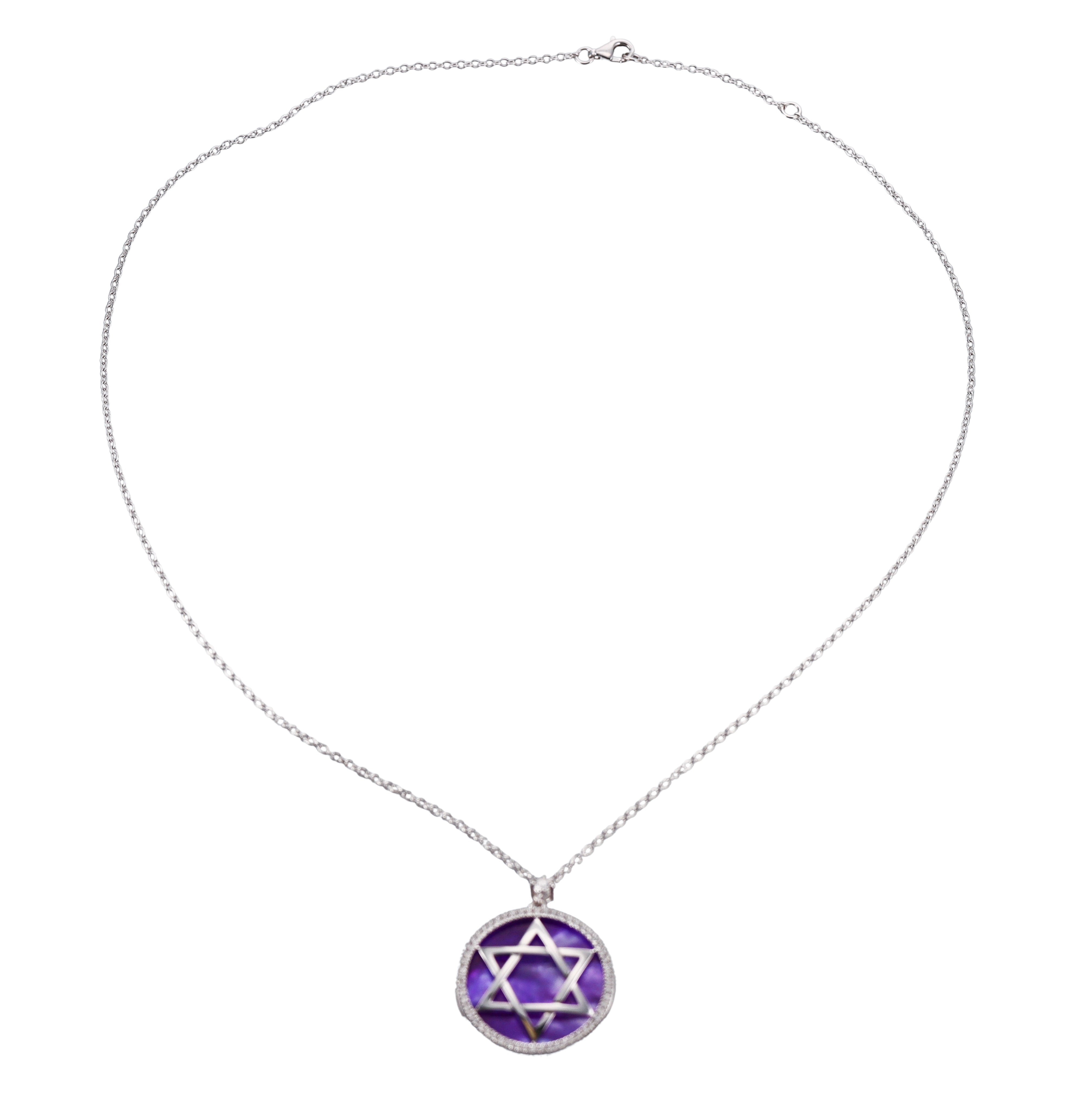 White Gold Diamond Interchangeable MOP Star of David Pendant Necklace