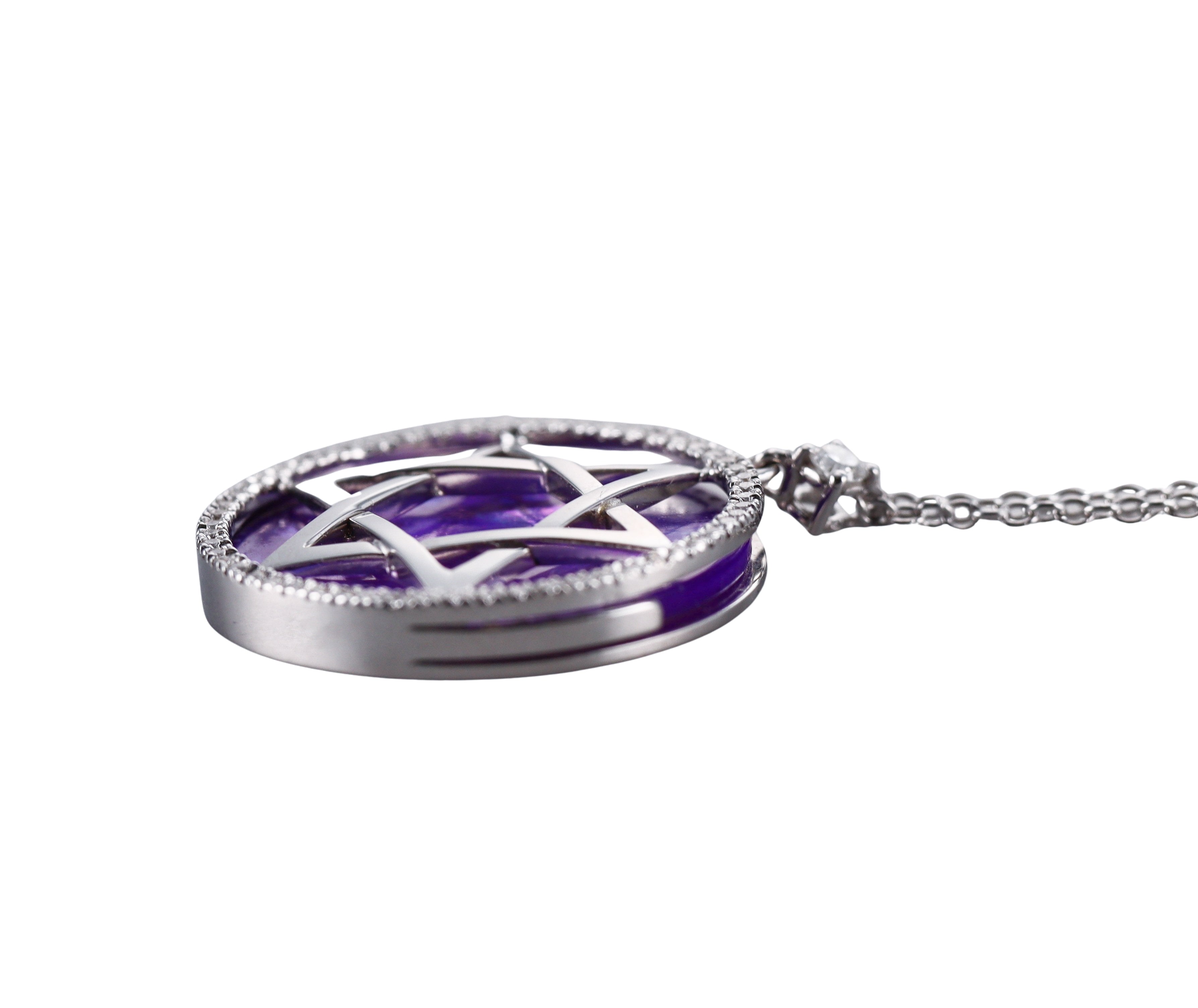 White Gold Diamond Interchangeable MOP Star of David Pendant Necklace