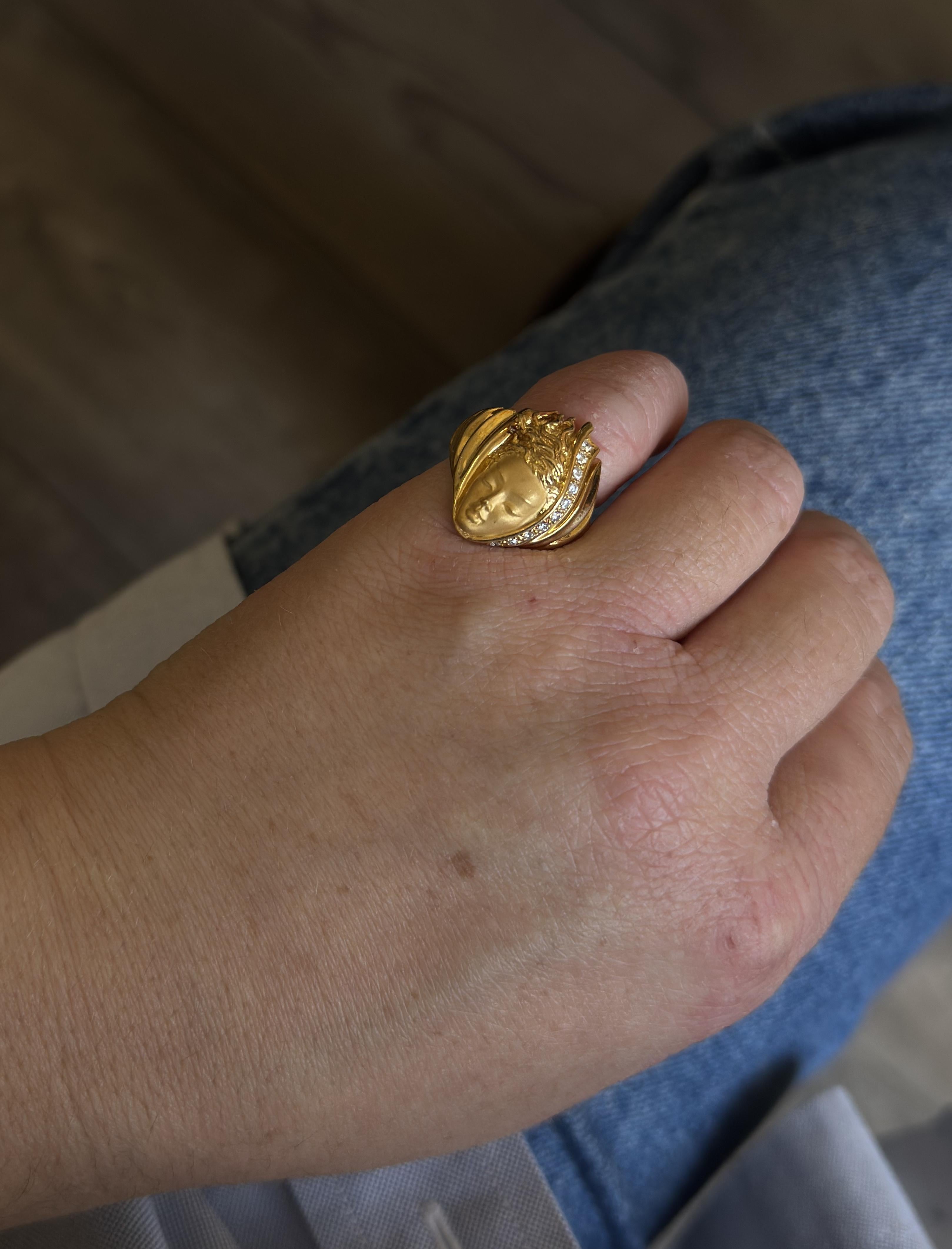 Carrera y Carrera Diamond Gold Face Motif Ring